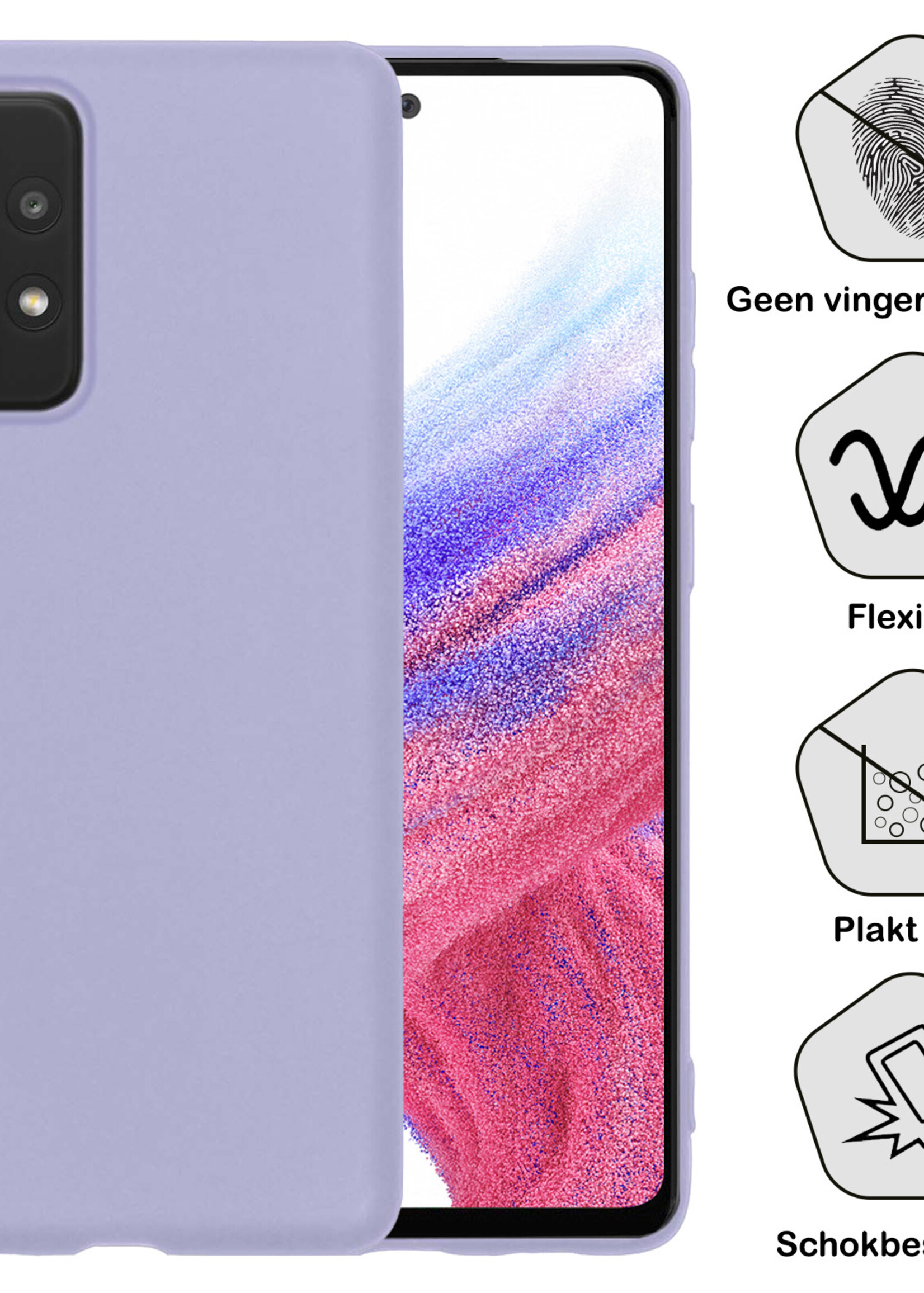 BTH Hoesje Geschikt voor Samsung A53 Hoesje Siliconen Case Hoes - Hoes Geschikt voor Samsung Galaxy A53 Hoes Cover Case - Lila - 2 PACK