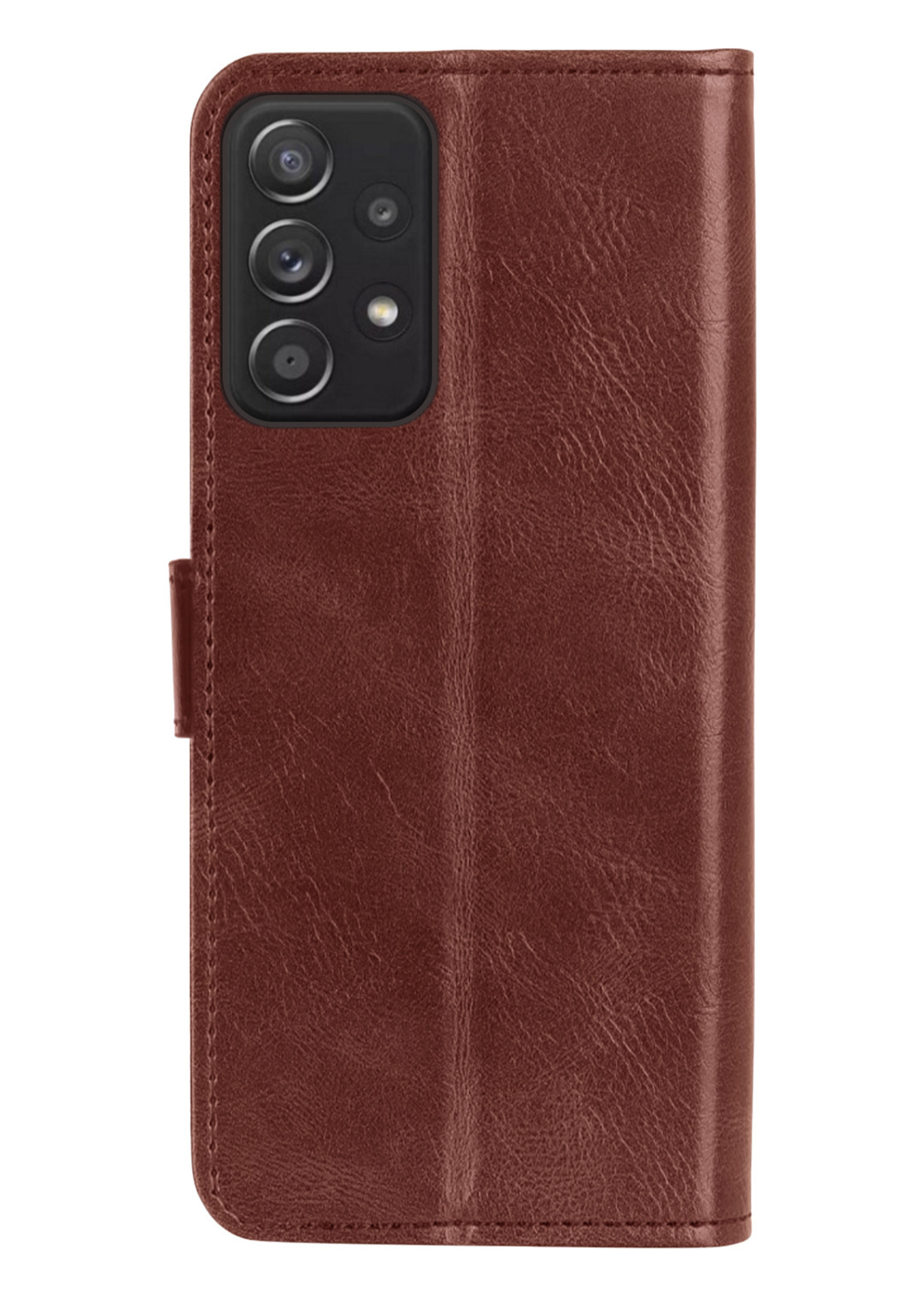 BTH Samsung A53 Hoesje Book Case Hoes - Samsung Galaxy A53 Case Hoesje Portemonnee Cover - Samsung A53 Hoes Wallet Case Hoesje - Bruin