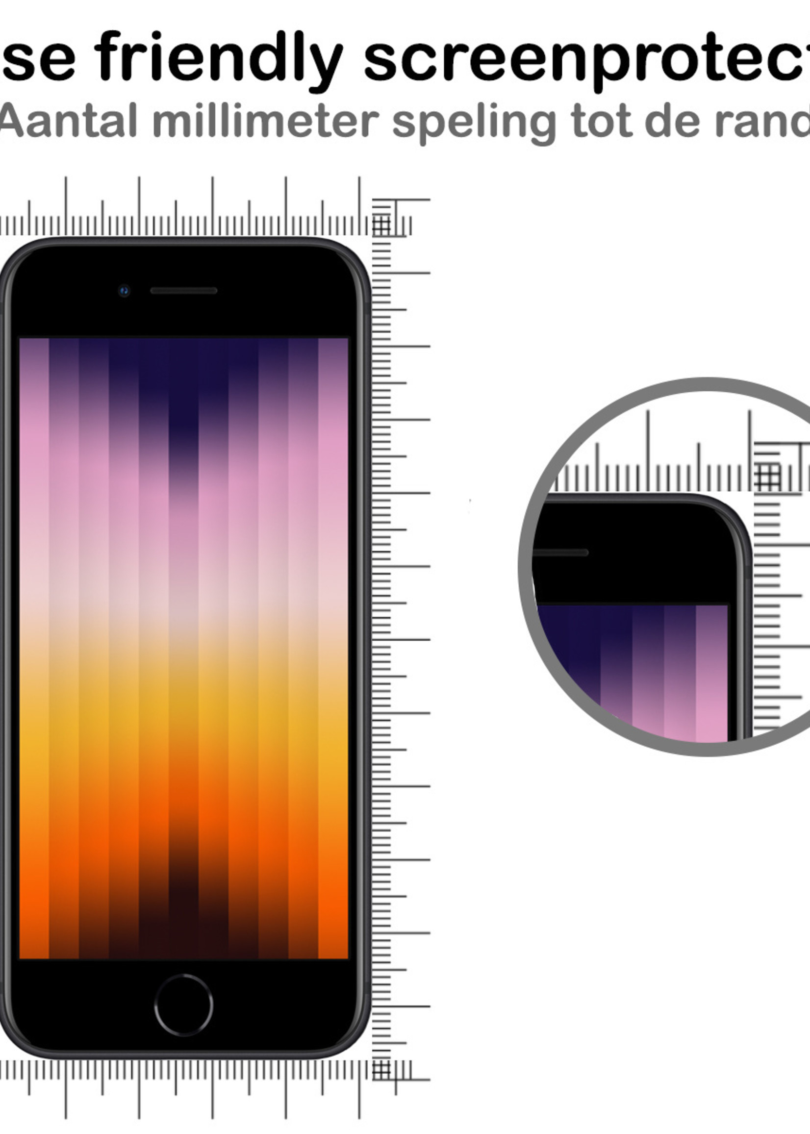 BTH Screenprotector voor iPhone SE 2022 Screenprotector Glas Tempered Glass Full Cover 3D