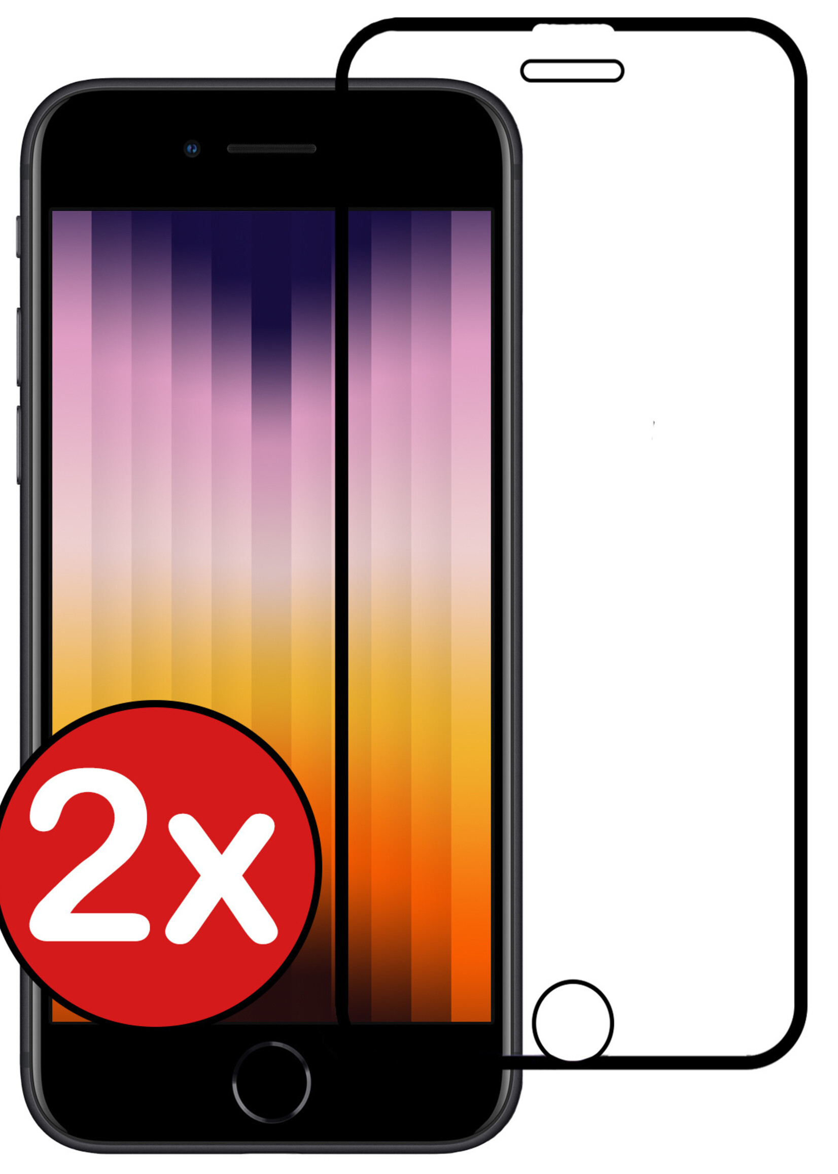 BTH Screenprotector Geschikt voor iPhone SE 2022 Screenprotector Glas Gehard Tempered Glass Full Cover - Screenprotector Geschikt voor iPhone SE (2022) Screen Protector Screen Cover - 2 PACK