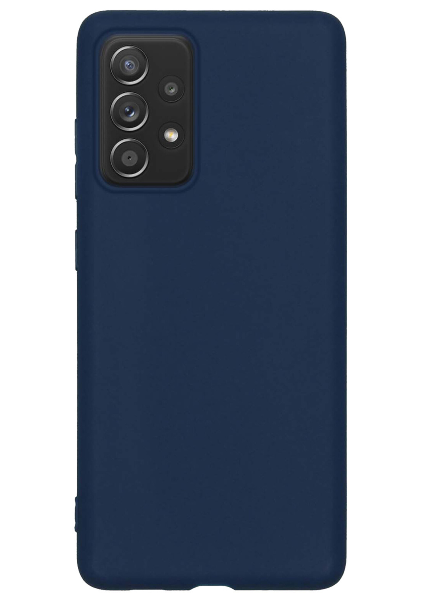 BTH Hoesje Geschikt voor Samsung A53 Hoesje Siliconen Case Hoes Met Screenprotector - Hoes Geschikt voor Samsung Galaxy A53 Hoes Cover Case - Donkerblauw