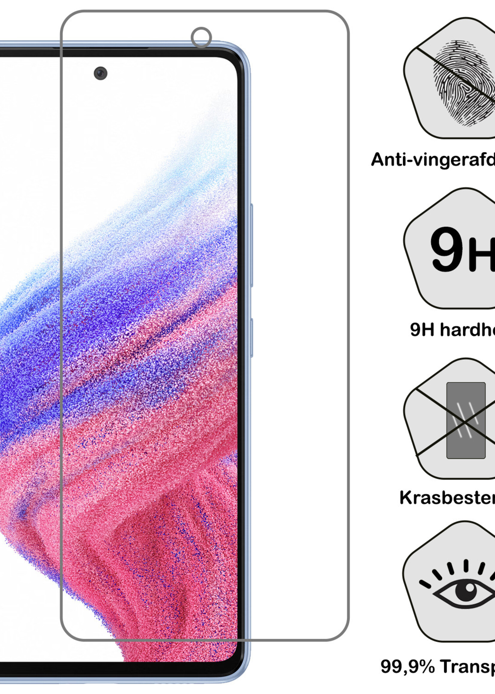 BTH Hoesje Geschikt voor Samsung A53 Hoesje Siliconen Case Hoes Met Screenprotector - Hoes Geschikt voor Samsung Galaxy A53 Hoes Cover Case - Lichtroze
