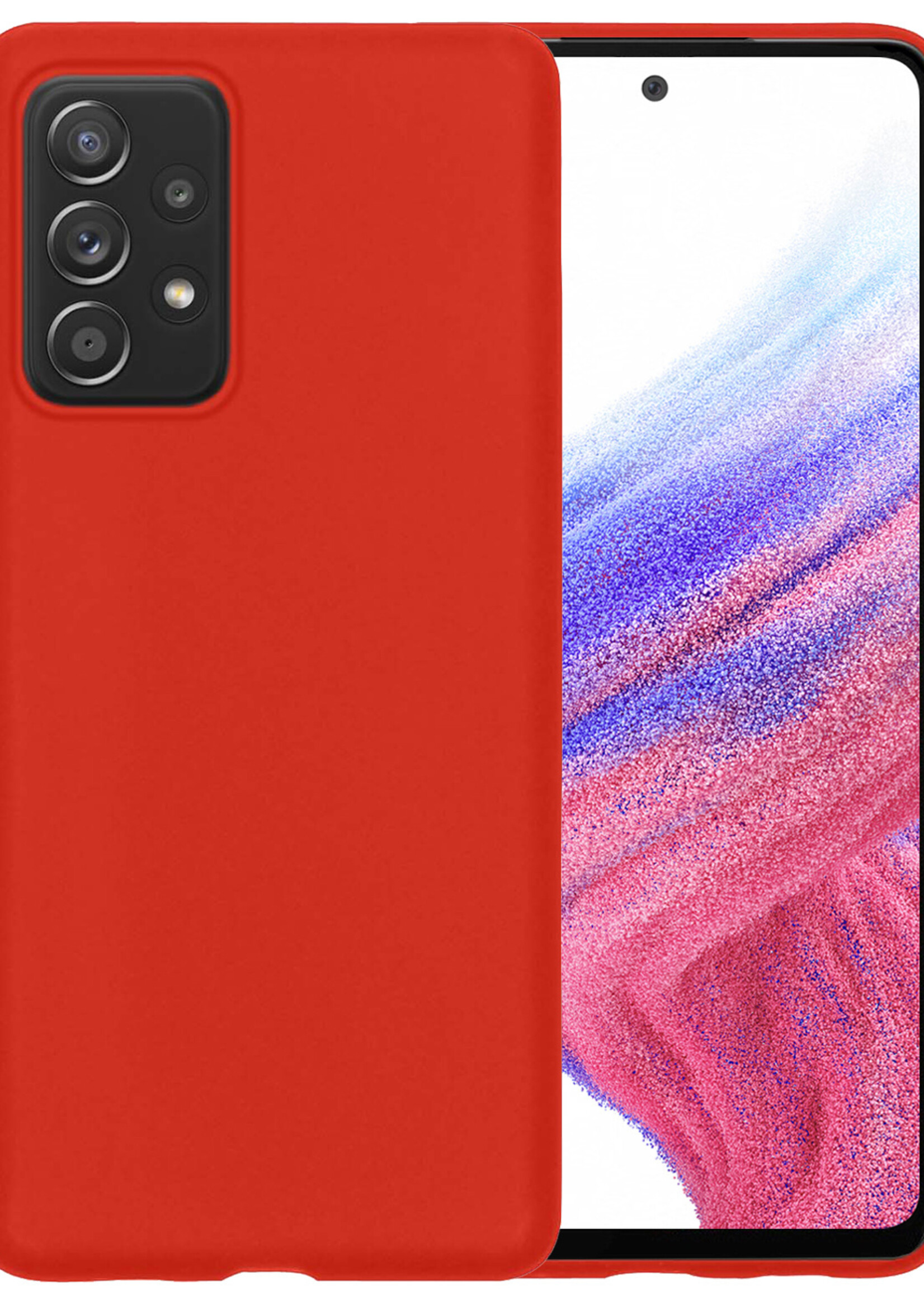 BTH Samsung Galaxy A53 Hoesje Siliconen Case Cover - Samsung A53 Hoesje Cover Hoes Siliconen - Rood