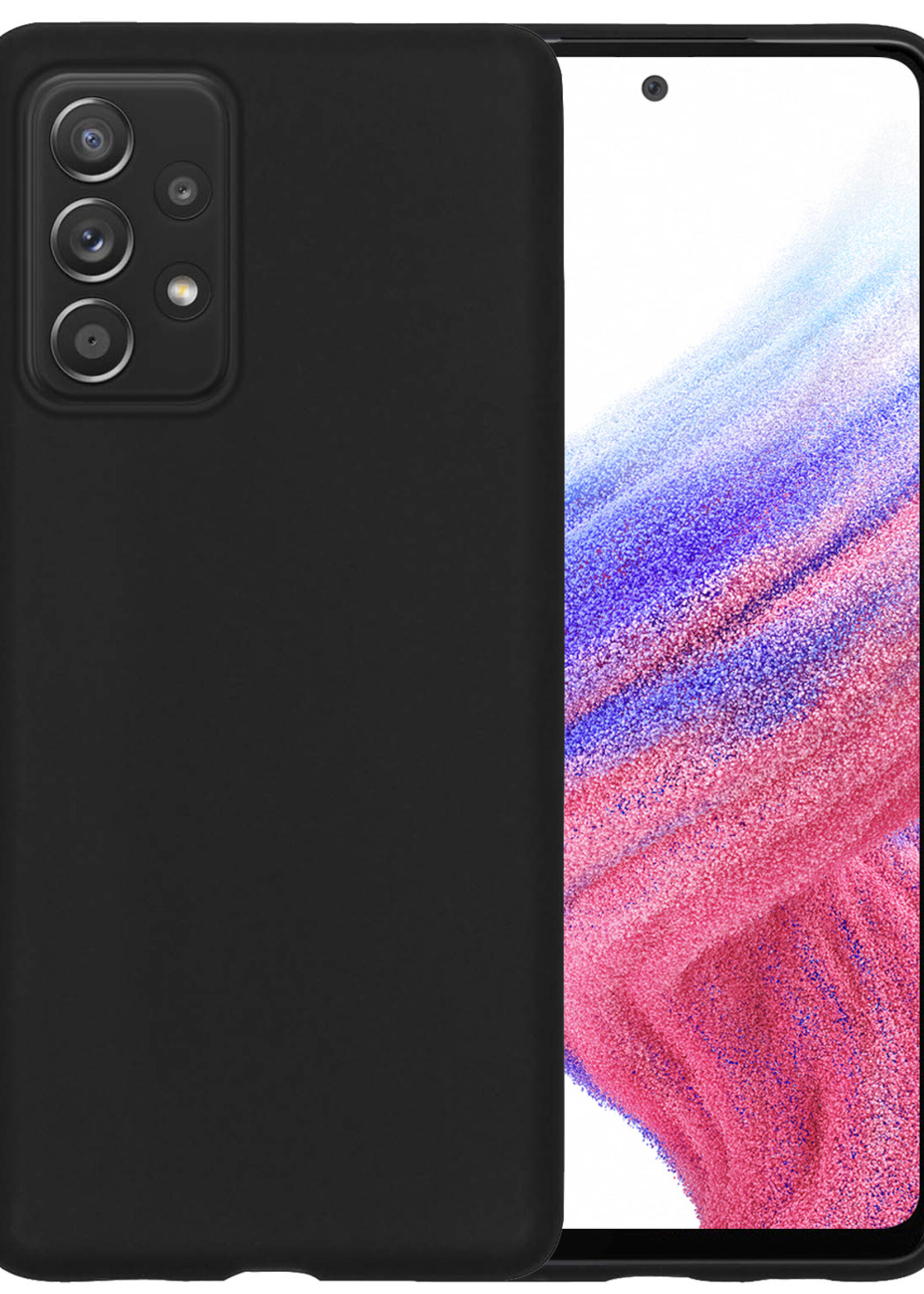 BTH Samsung Galaxy A53 Hoesje Siliconen Case Cover - Samsung A53 Hoesje Cover Hoes Siliconen - Zwart