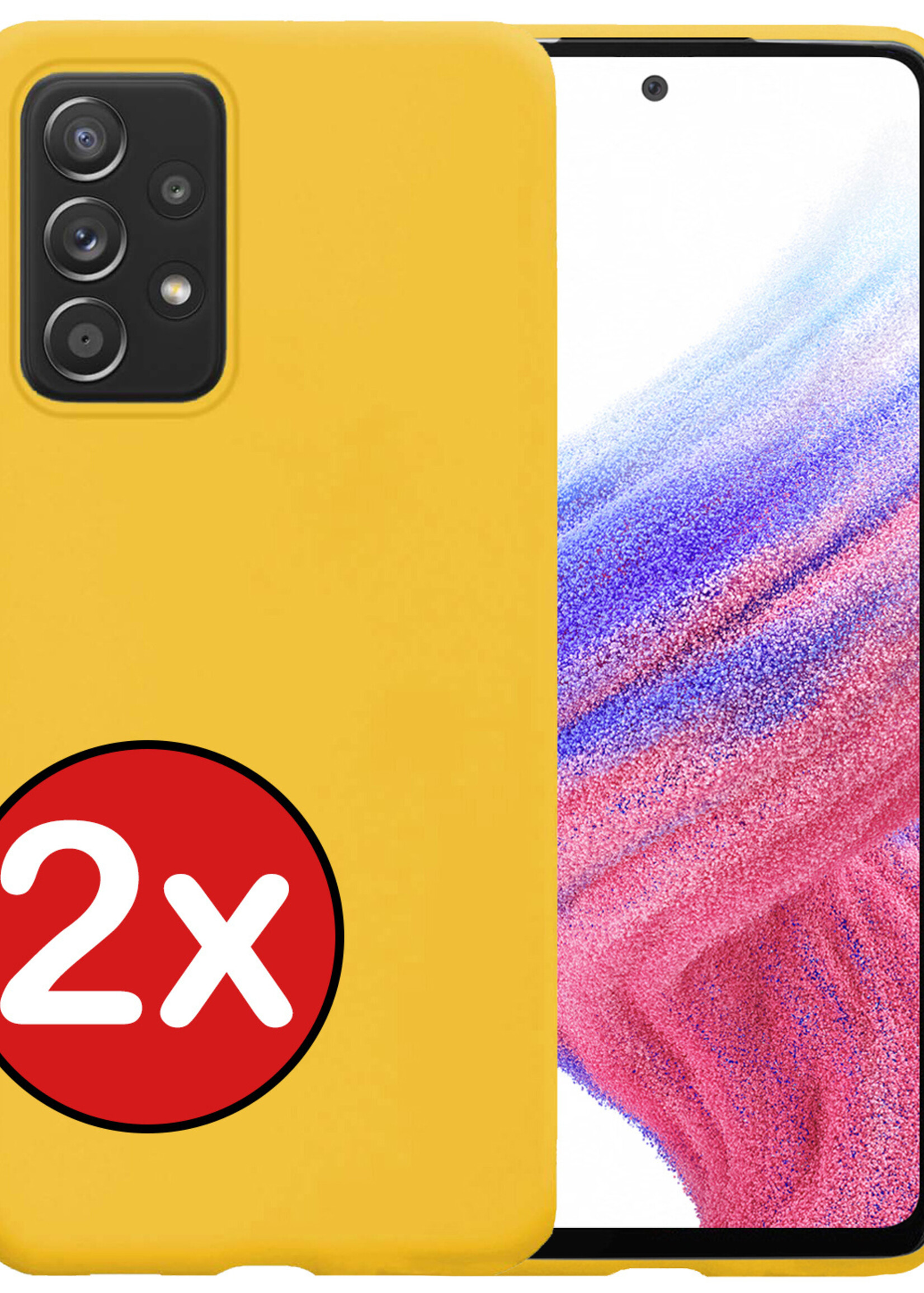 BTH Hoesje Geschikt voor Samsung A53 Hoesje Siliconen Case Hoes - Hoes Geschikt voor Samsung Galaxy A53 Hoes Cover Case - Geel - 2 PACK