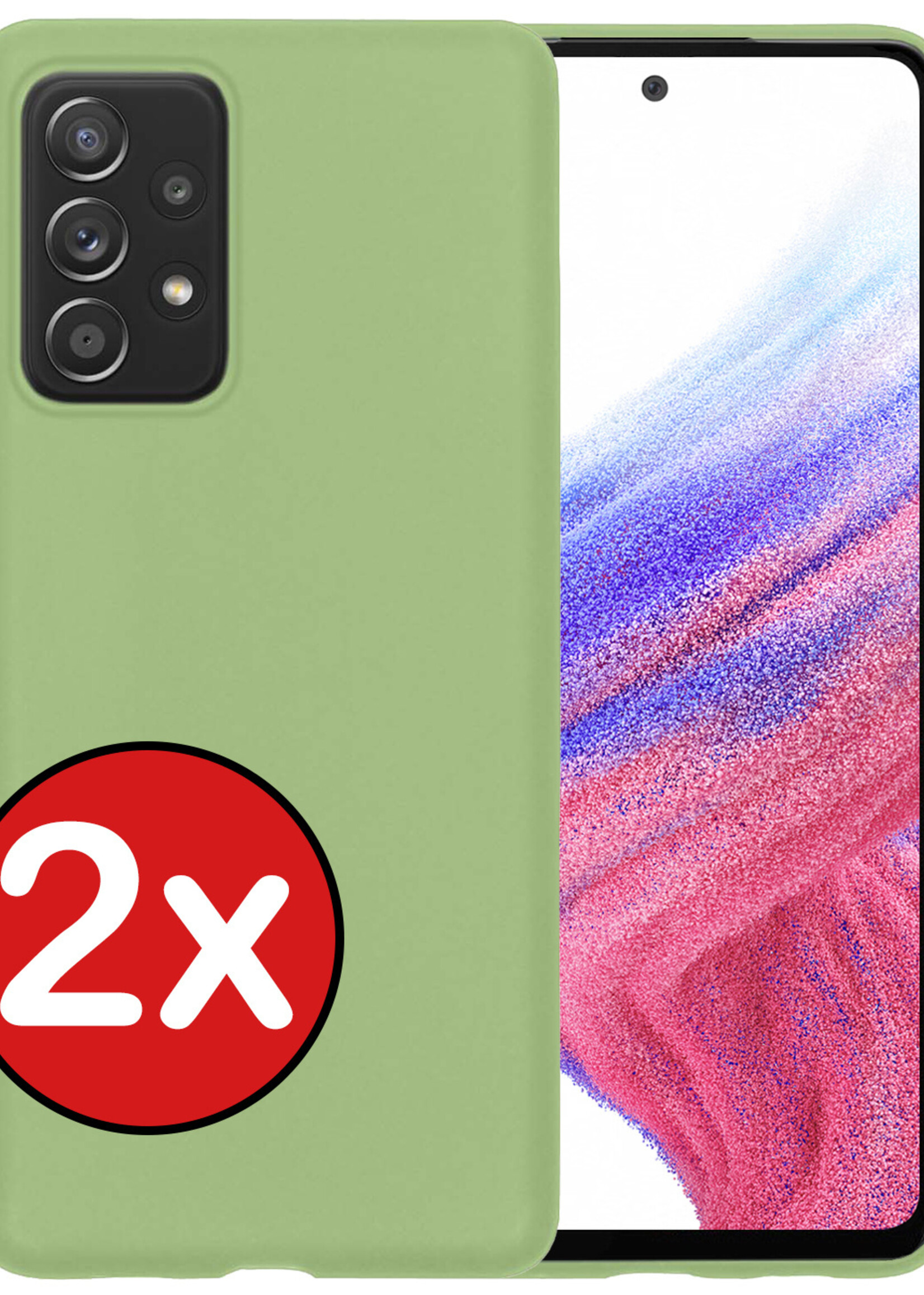 BTH Hoesje Geschikt voor Samsung A53 Hoesje Siliconen Case Hoes - Hoes Geschikt voor Samsung Galaxy A53 Hoes Cover Case - Groen - 2 PACK