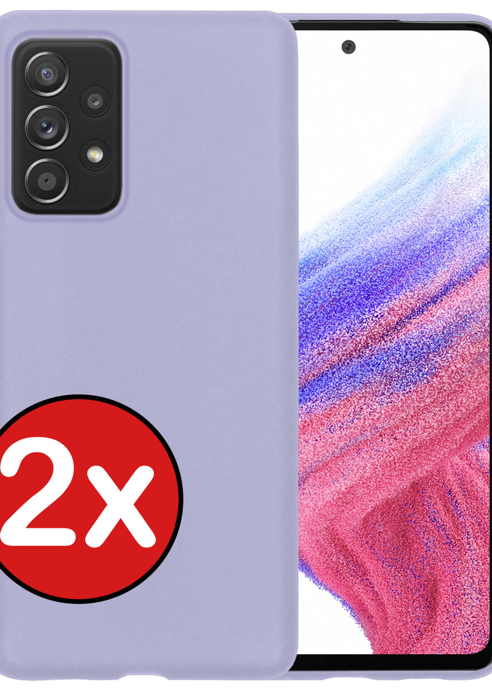 BTH Hoesje Geschikt voor Samsung A53 Hoesje Siliconen Case Hoes - Hoes Geschikt voor Samsung Galaxy A53 Hoes Cover Case - Lila - 2 PACK