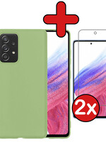 BTH BTH Samsung Galaxy A53 Hoesje Siliconen Met 2x Screenprotector - Groen