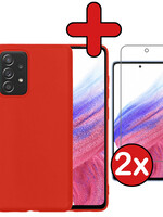 BTH BTH Samsung Galaxy A53 Hoesje Siliconen Met 2x Screenprotector - Rood