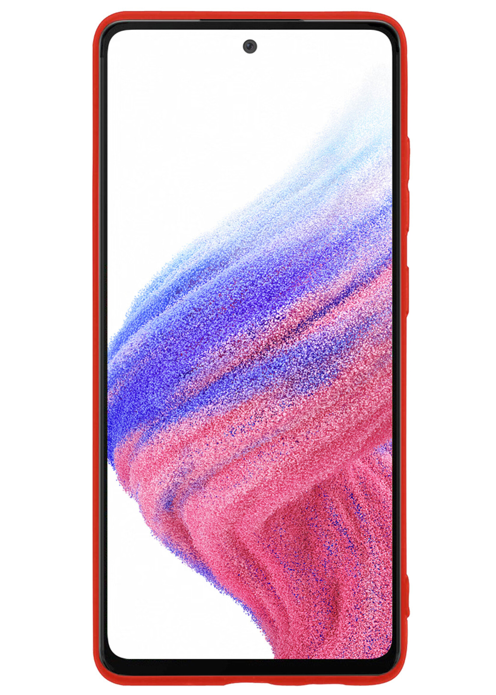 BTH Hoesje Geschikt voor Samsung A53 Hoesje Siliconen Case Hoes Met 2x Screenprotector - Hoes Geschikt voor Samsung Galaxy A53 Hoes Cover Case - Rood