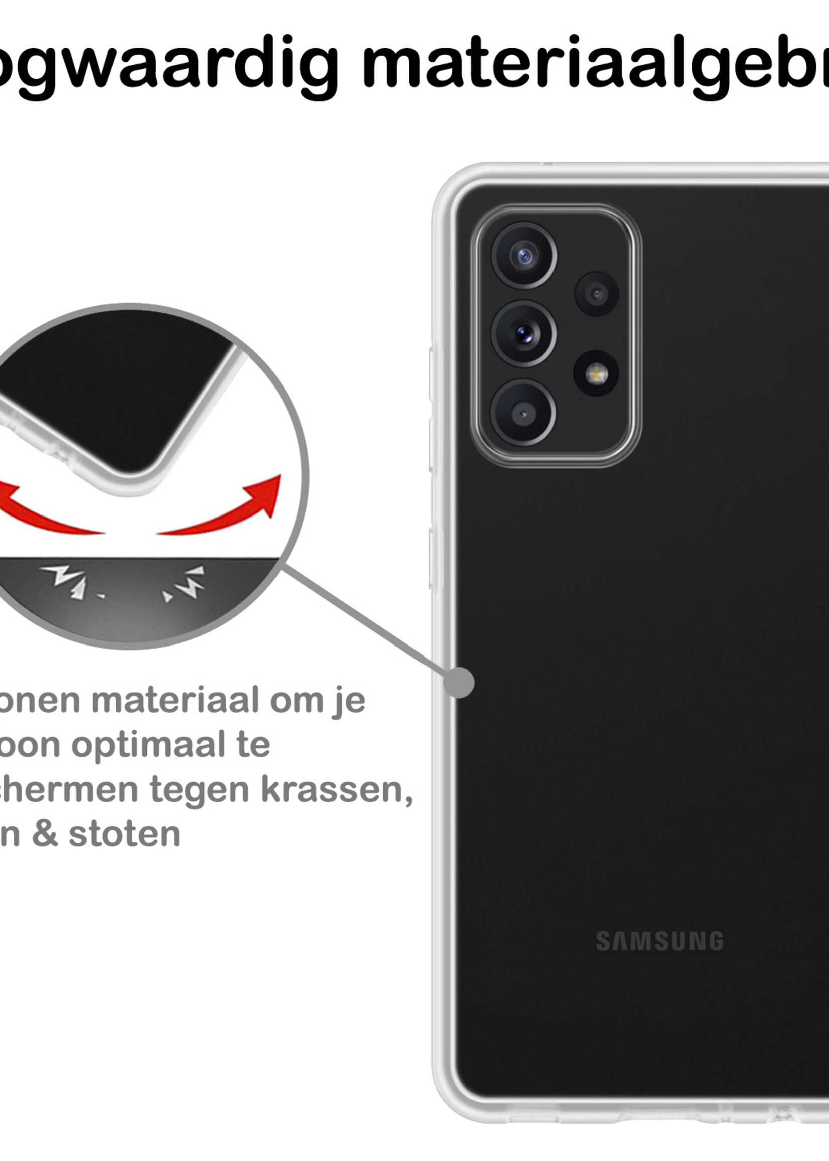 BTH Hoesje Geschikt voor Samsung A53 Hoesje Siliconen Case Hoes Met 2x Screenprotector - Hoes Geschikt voor Samsung Galaxy A53 Hoes Cover Case - Transparant