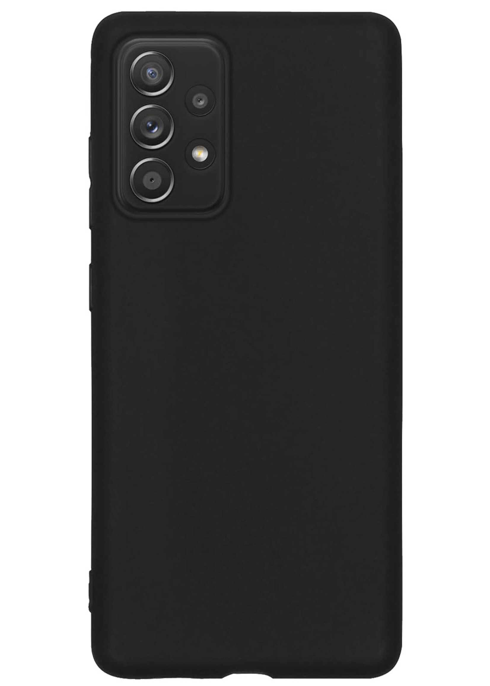 BTH Hoesje Geschikt voor Samsung A53 Hoesje Siliconen Case Hoes Met 2x Screenprotector - Hoes Geschikt voor Samsung Galaxy A53 Hoes Cover Case - Zwart