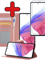 BTH BTH Samsung Galaxy A53 Hoesje Bookcase Rose goud Met Screenprotector