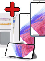 BTH BTH Samsung Galaxy A53 Hoesje Bookcase Wit Met Screenprotector