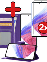 BTH BTH Samsung Galaxy A53 Hoesje Bookcase Paars Met 2x Screenprotector