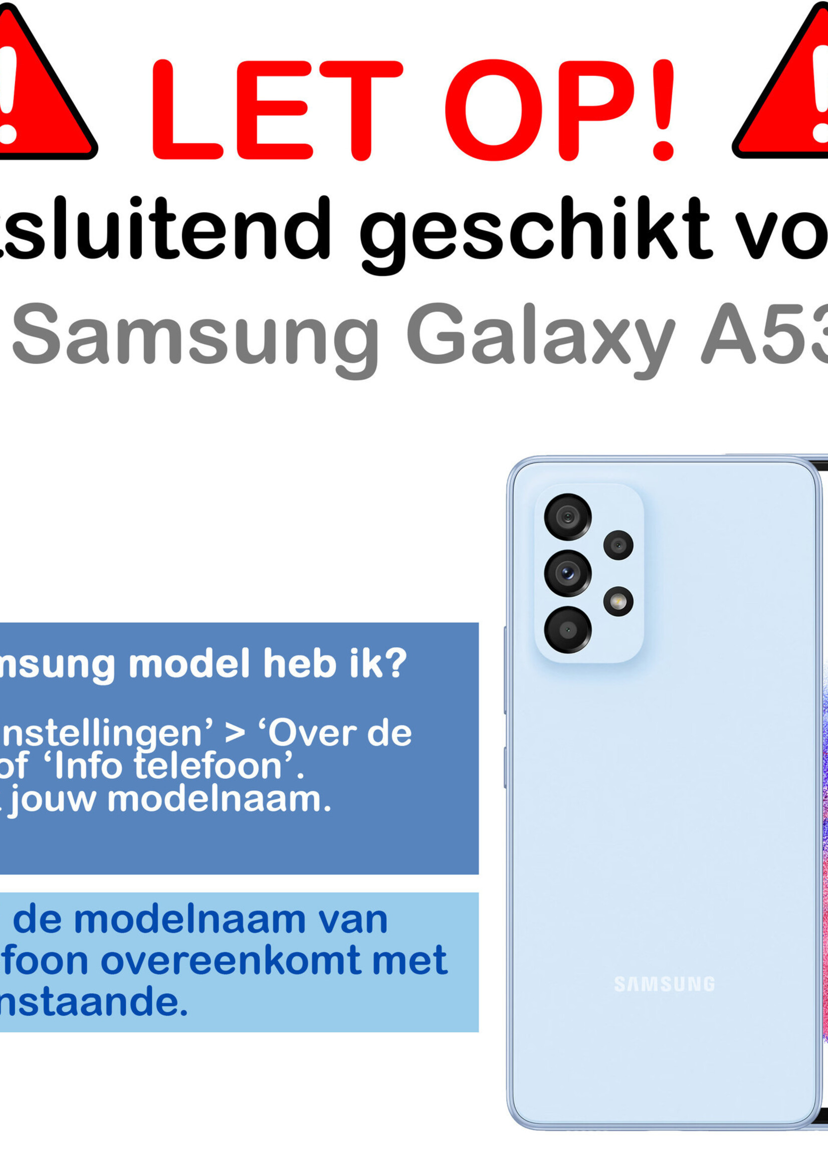 BTH Hoesje Geschikt voor Samsung A53 Hoesje Book Case Hoes Portemonnee Cover Walletcase Met 2x Screenprotector - Hoes Geschikt voor Samsung Galaxy A53 Hoes Bookcase Hoesje - Paars