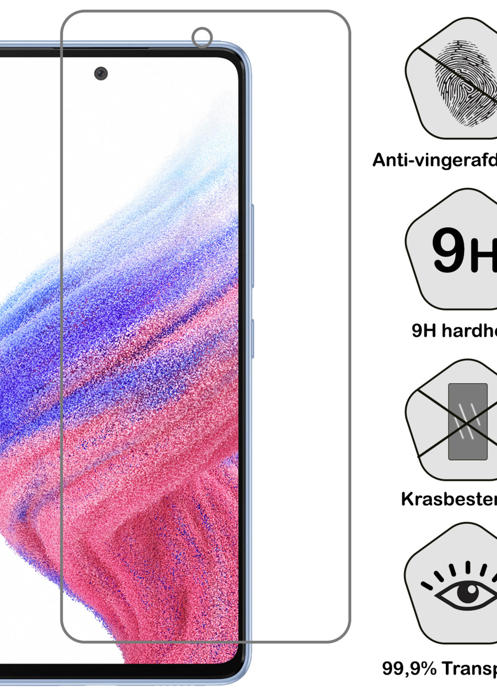 BTH Hoesje Geschikt voor Samsung A53 Hoesje Book Case Hoes Portemonnee Cover Walletcase Met 2x Screenprotector - Hoes Geschikt voor Samsung Galaxy A53 Hoes Bookcase Hoesje - Paars