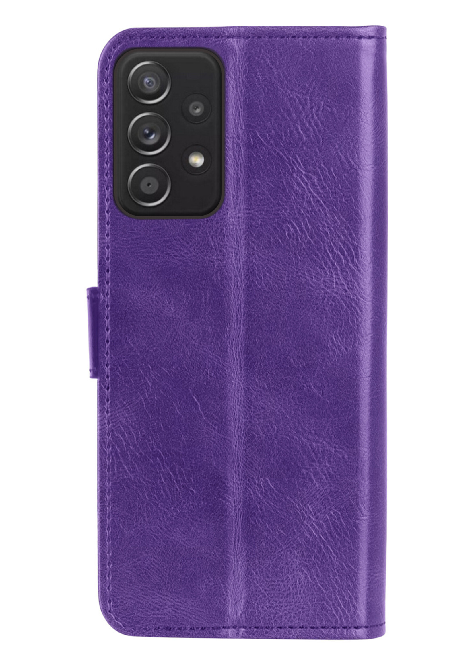 BTH Hoesje Geschikt voor Samsung A53 Hoesje Book Case Hoes Portemonnee Cover Walletcase Met 2x Screenprotector - Hoes Geschikt voor Samsung Galaxy A53 Hoes Bookcase Hoesje - Paars