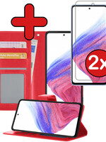 BTH BTH Samsung Galaxy A53 Hoesje Bookcase Rood Met 2x Screenprotector