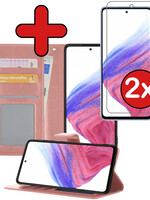 BTH BTH Samsung Galaxy A53 Hoesje Bookcase Rose goud Met 2x Screenprotector