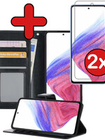 BTH BTH Samsung Galaxy A53 Hoesje Bookcase Zwart Met 2x Screenprotector