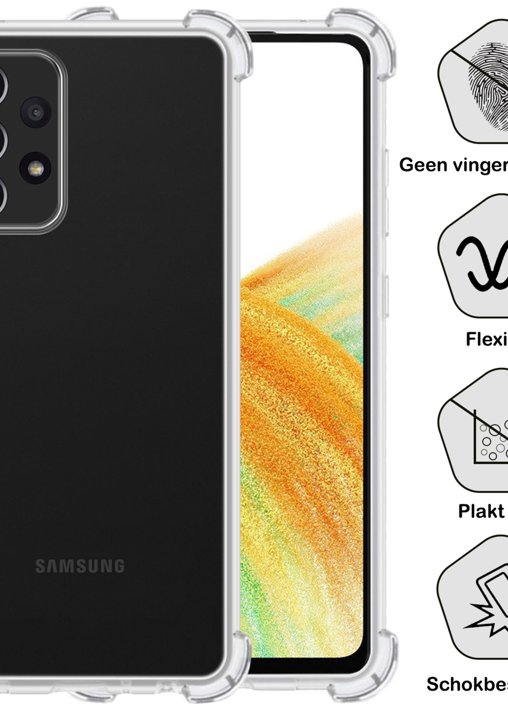 BTH Samsung A33 Hoesje Siliconen Shock Proof Case Transparant - Samsung Galaxy A33 Hoesje Transparant - Samsung Galaxy A33 Hoes Cover Case Shockproof