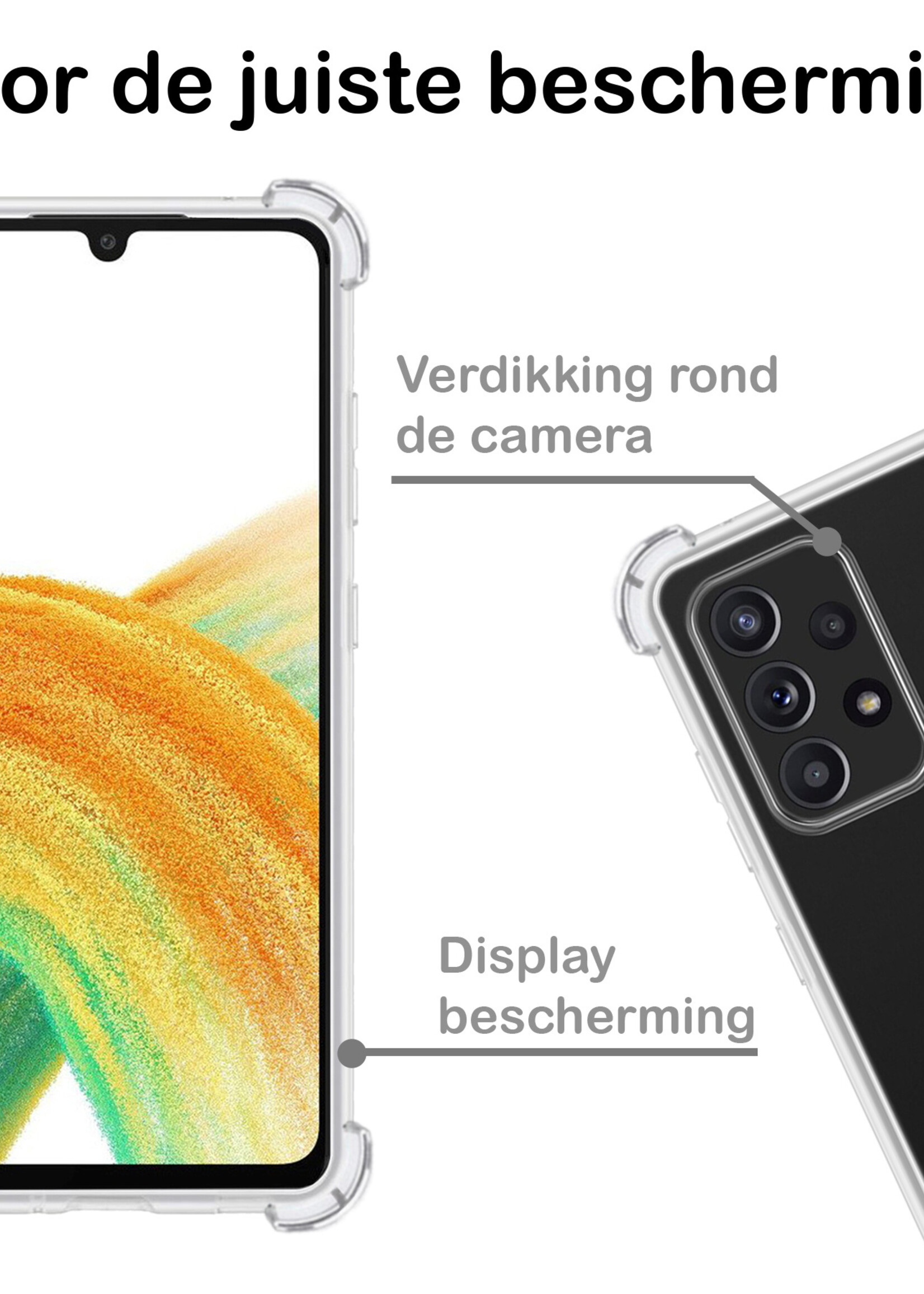 BTH Samsung A33 Hoesje Siliconen Shock Proof Case Transparant - Samsung Galaxy A33 Hoesje Transparant - Samsung Galaxy A33 Hoes Cover Case Shockproof