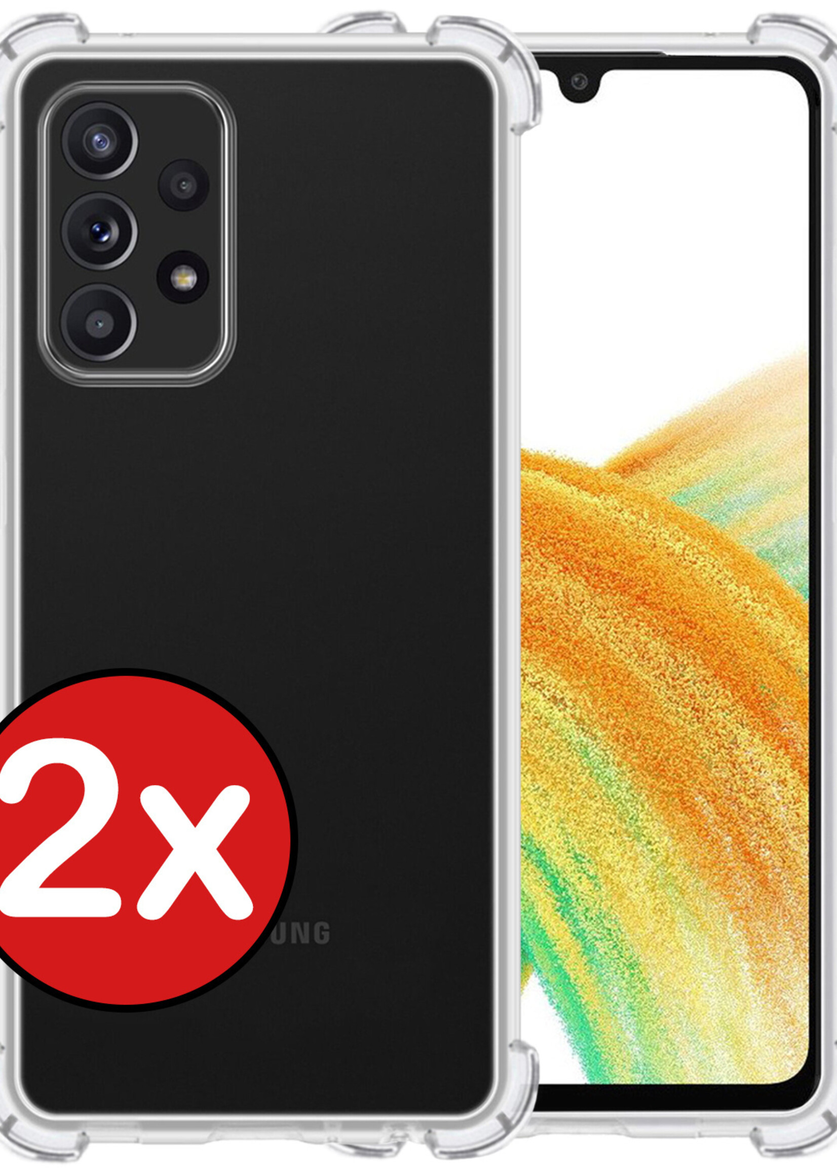 BTH Hoesje Geschikt voor Samsung A33 Hoesje Siliconen Shock Proof Case Hoes - Hoes Geschikt voor Samsung Galaxy A33 Hoes Cover Case Shockproof - Transparant - 2 PACK