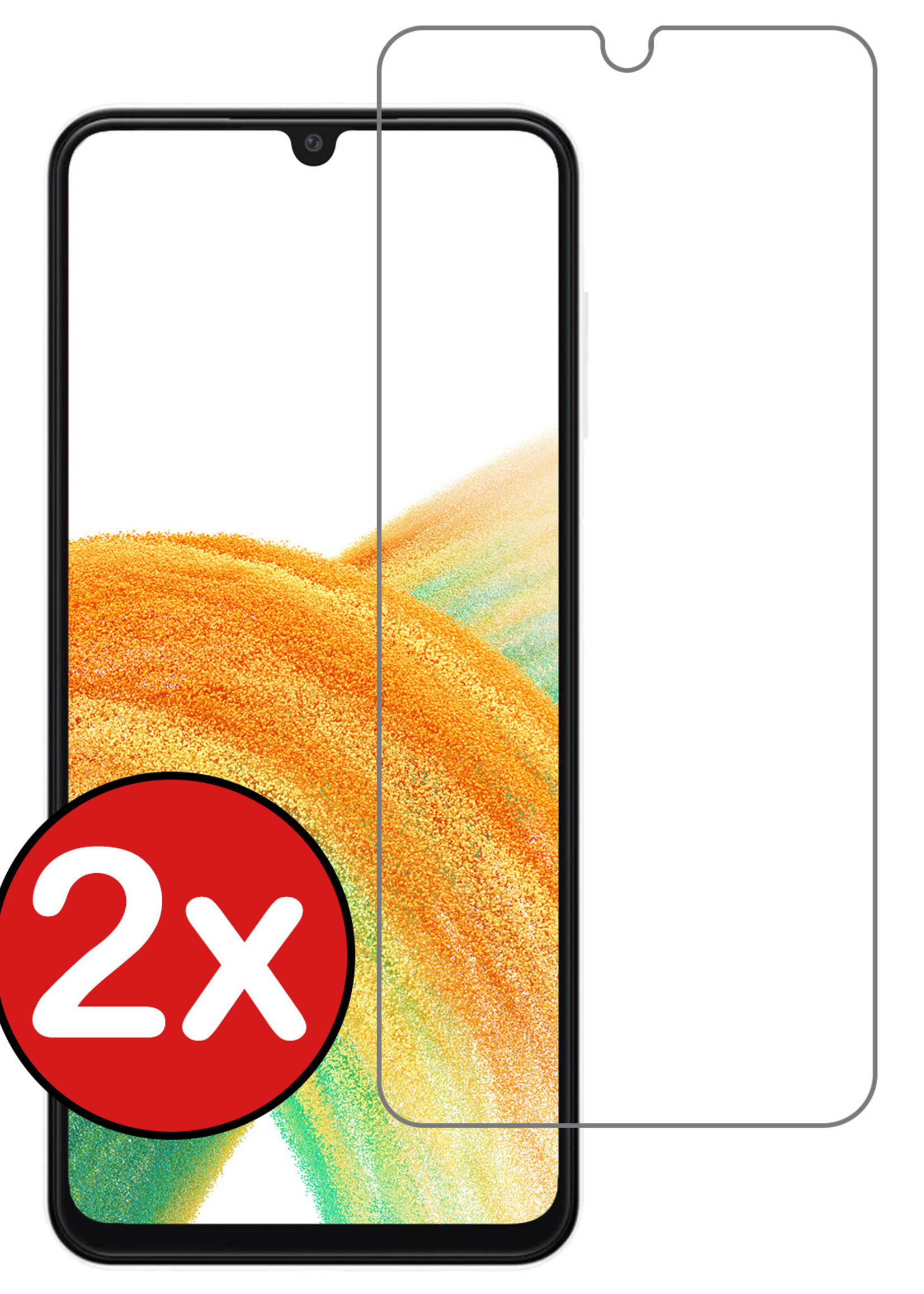 BTH Screenprotector Geschikt voor Samsung A33 Screenprotector Glas Gehard Tempered Glass - Screenprotector Geschikt voor Samsung Galaxy A33 Screen Protector Screen Cover - 2 PACK