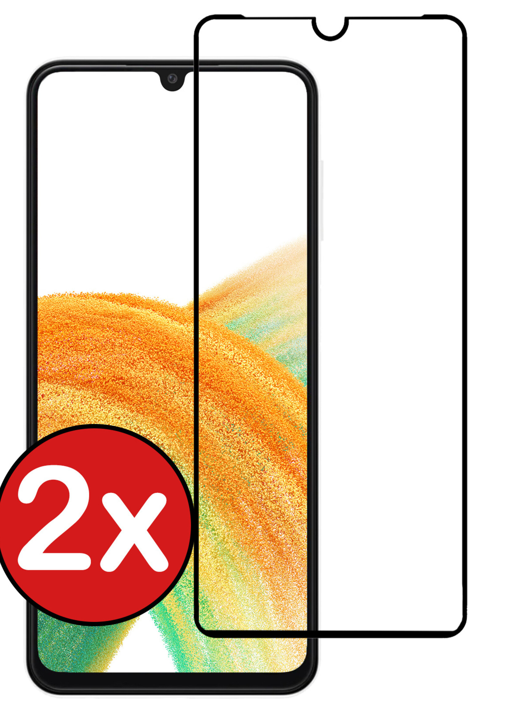 BTH Screenprotector Geschikt voor Samsung A33 Screenprotector Glas Gehard Tempered Glass Full Cover - Screenprotector Geschikt voor Samsung Galaxy A33 Screen Protector Screen Cover - 2 PACK