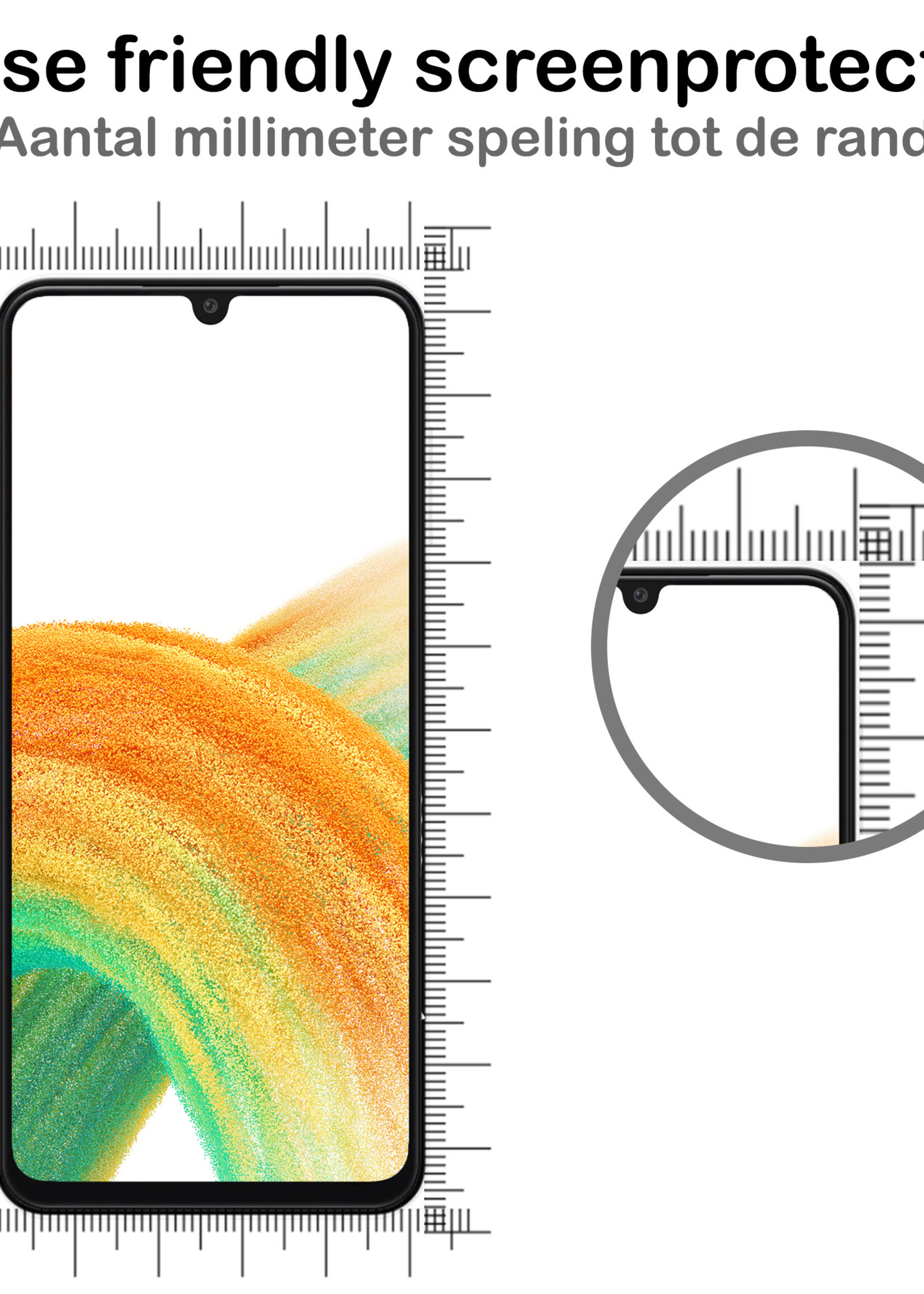 BTH Screenprotector Geschikt voor Samsung A33 Screenprotector Glas Gehard Tempered Glass Full Cover - Screenprotector Geschikt voor Samsung Galaxy A33 Screen Protector Screen Cover - 2 PACK