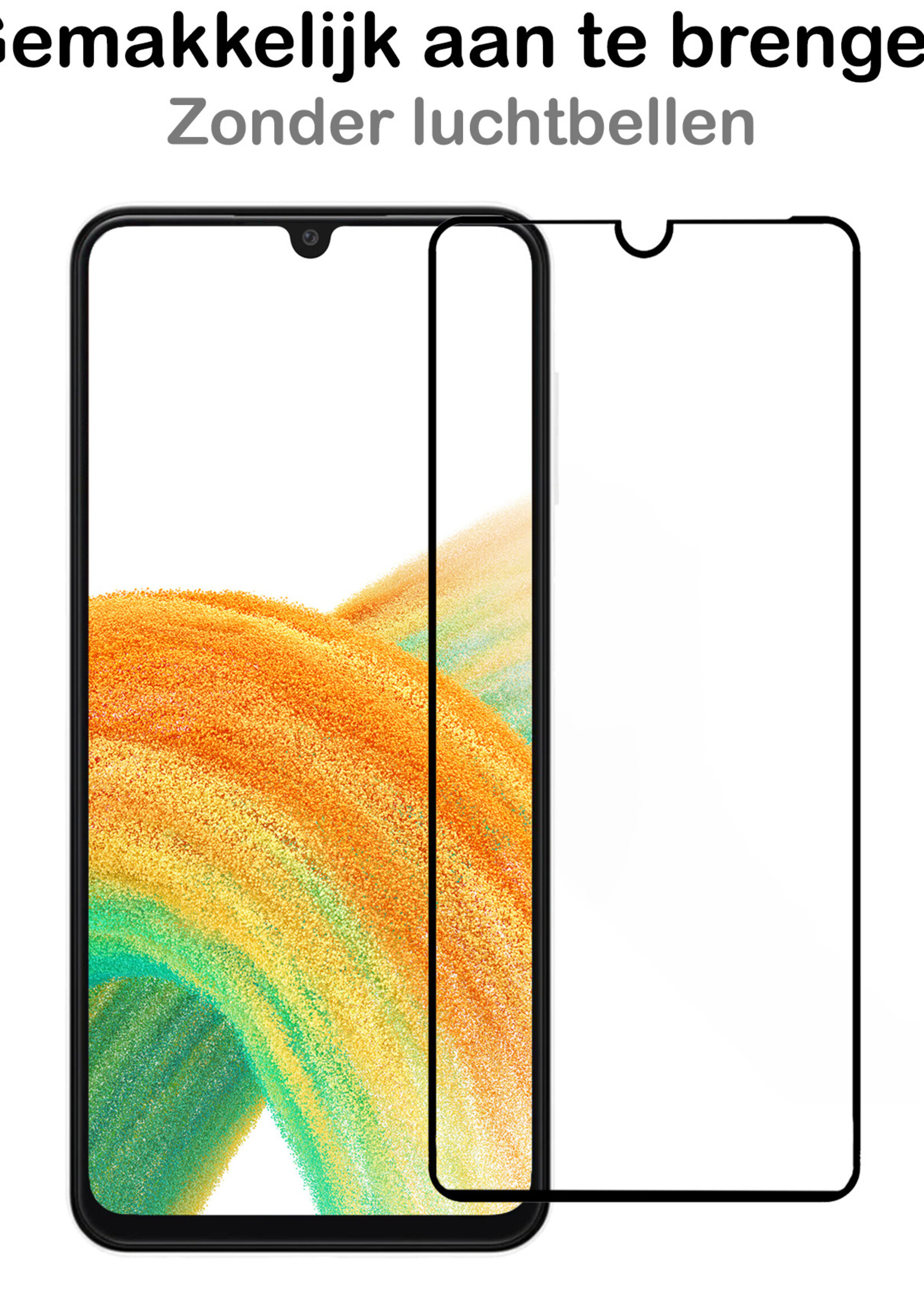 BTH Screenprotector Geschikt voor Samsung A33 Screenprotector Glas Gehard Tempered Glass Full Cover - Screenprotector Geschikt voor Samsung Galaxy A33 Screen Protector Screen Cover - 2 PACK
