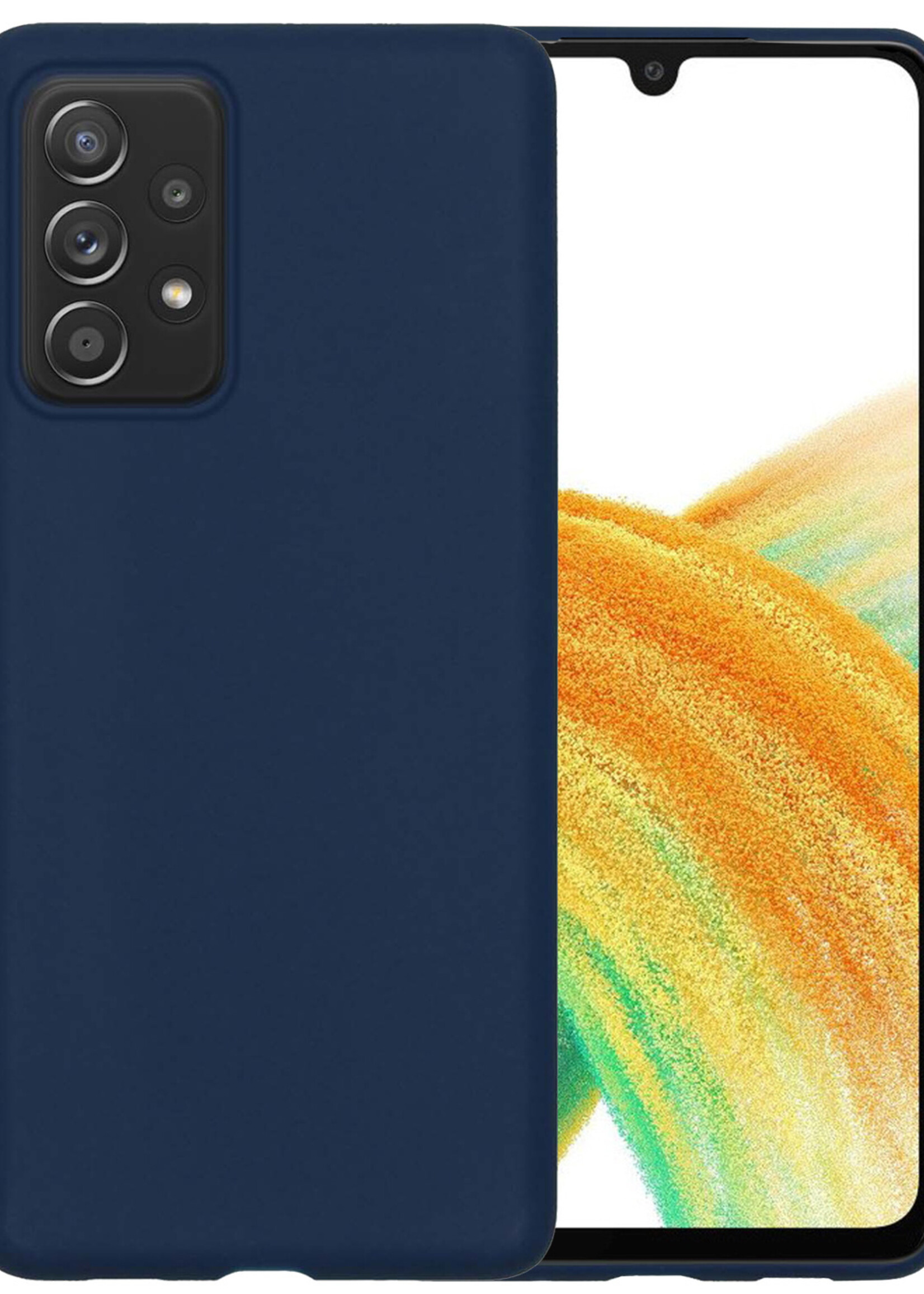 BTH Samsung Galaxy A33 Hoesje Siliconen Case Cover - Samsung A33 Hoesje Cover Hoes Siliconen - Donker Blauw