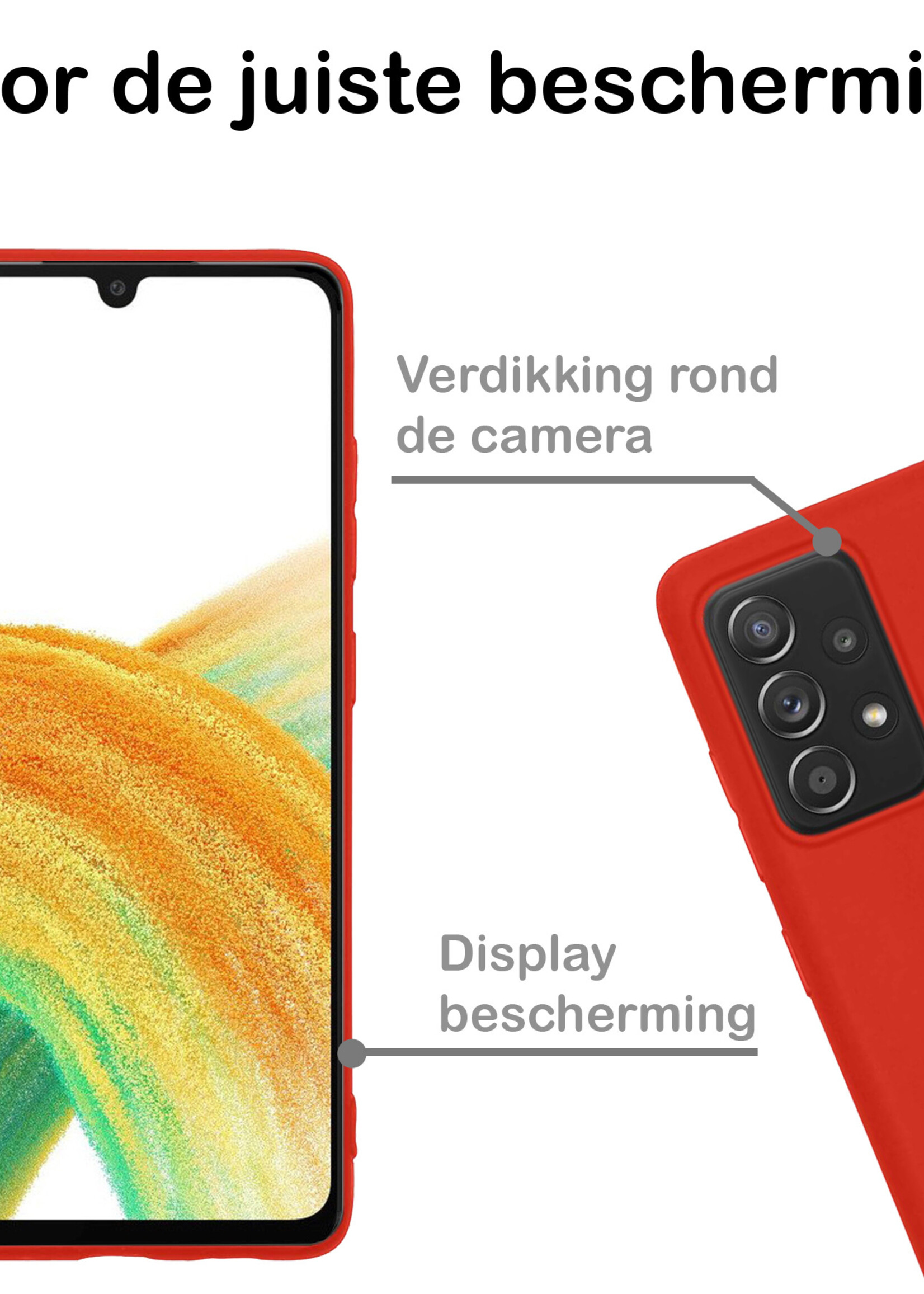 BTH Samsung Galaxy A33 Hoesje Siliconen Case Cover - Samsung A33 Hoesje Cover Hoes Siliconen - Rood