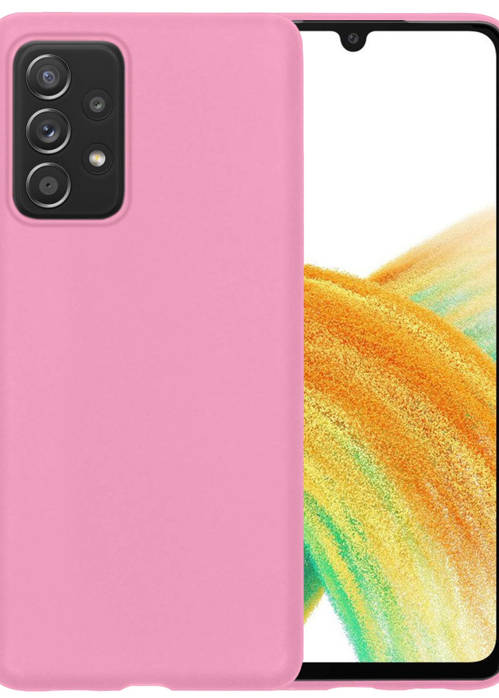 BTH Samsung Galaxy A33 Hoesje Siliconen Case Cover - Samsung A33 Hoesje Cover Hoes Siliconen - Licht Roze