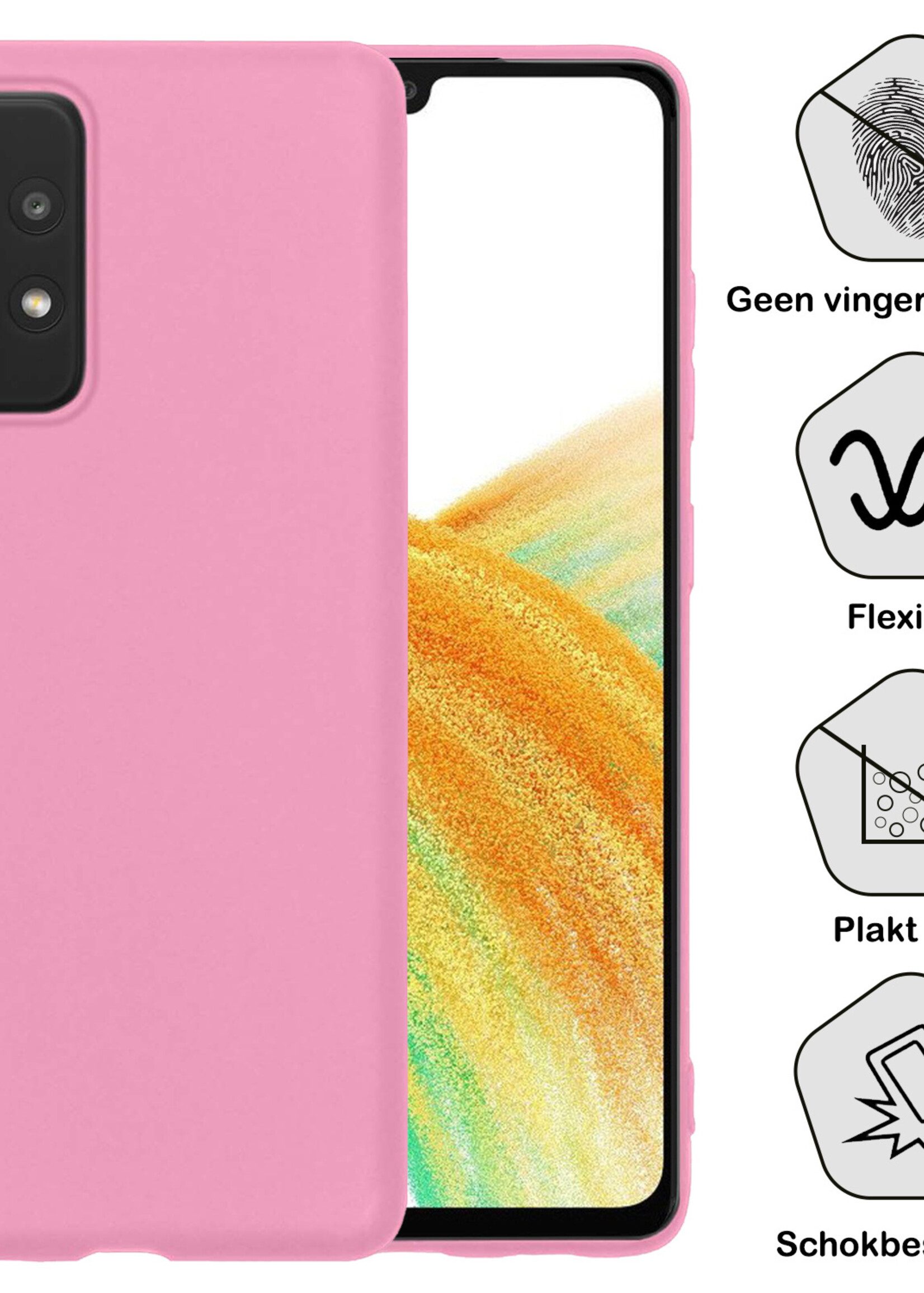 BTH Samsung Galaxy A33 Hoesje Siliconen Case Cover - Samsung A33 Hoesje Cover Hoes Siliconen - Licht Roze