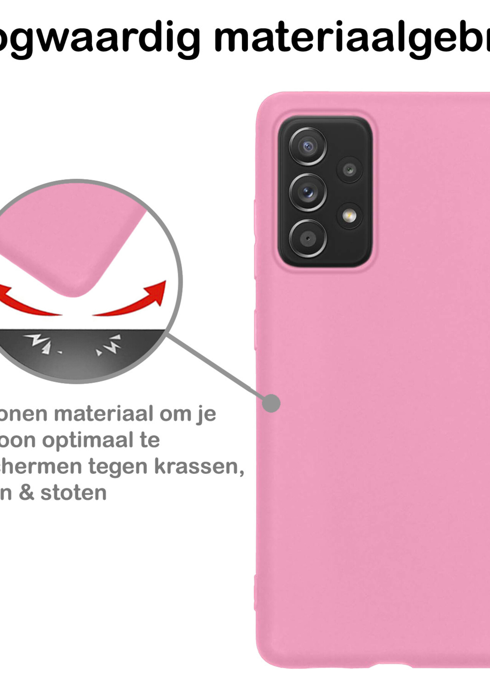 BTH Samsung Galaxy A33 Hoesje Siliconen Case Cover - Samsung A33 Hoesje Cover Hoes Siliconen - Licht Roze