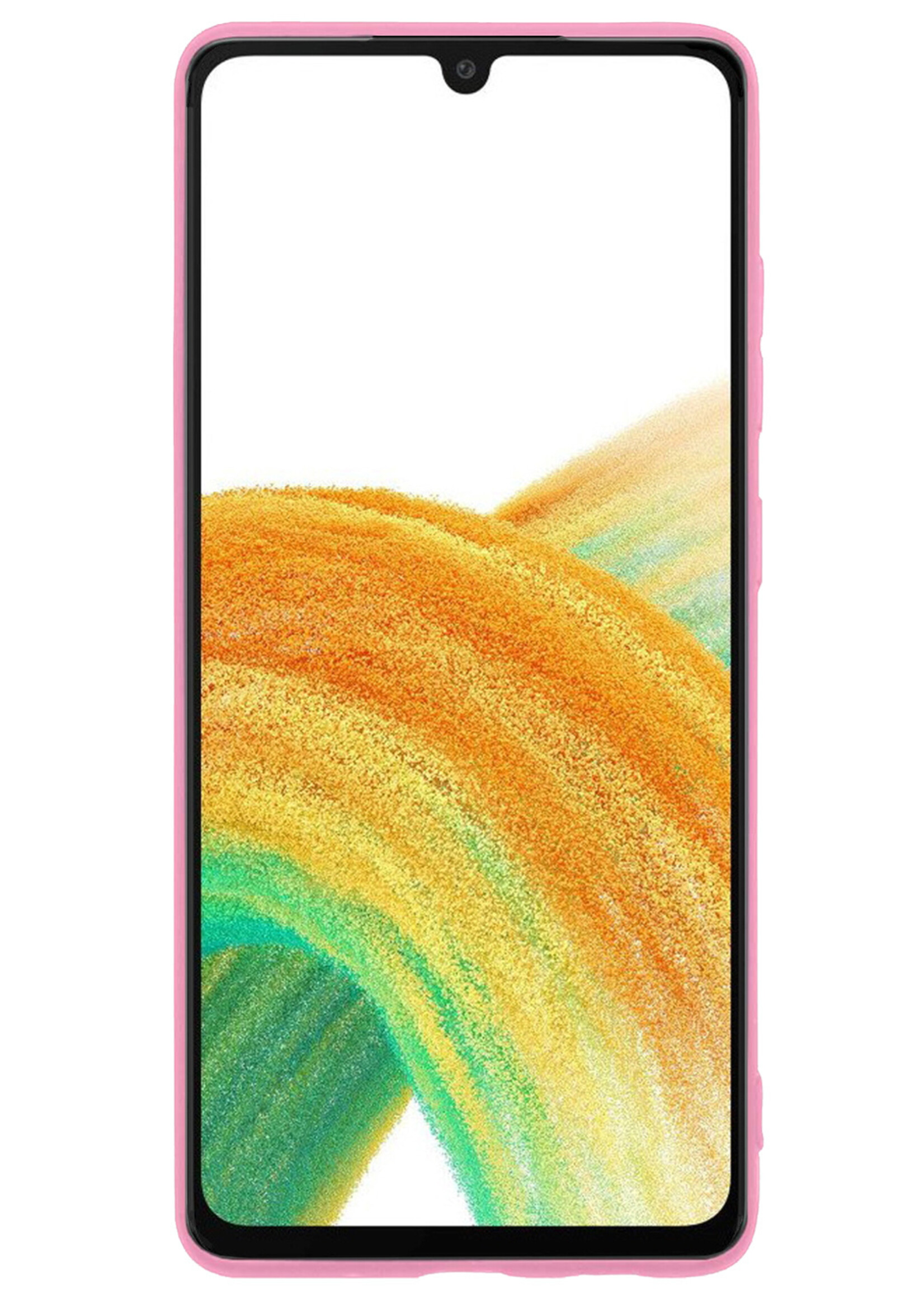 BTH Samsung Galaxy A33 Hoesje Siliconen Case Cover - Samsung A33 Hoesje Cover Hoes Siliconen - Licht Roze