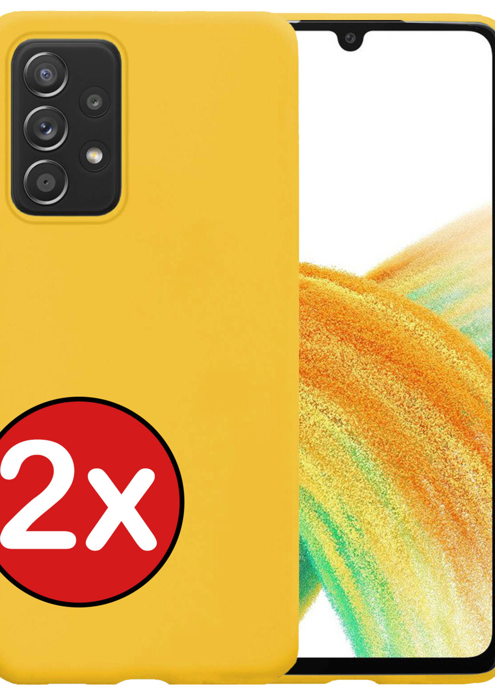 BTH Hoesje Geschikt voor Samsung A33 Hoesje Siliconen Case Hoes - Hoes Geschikt voor Samsung Galaxy A33 Hoes Cover Case - Geel - 2 PACK