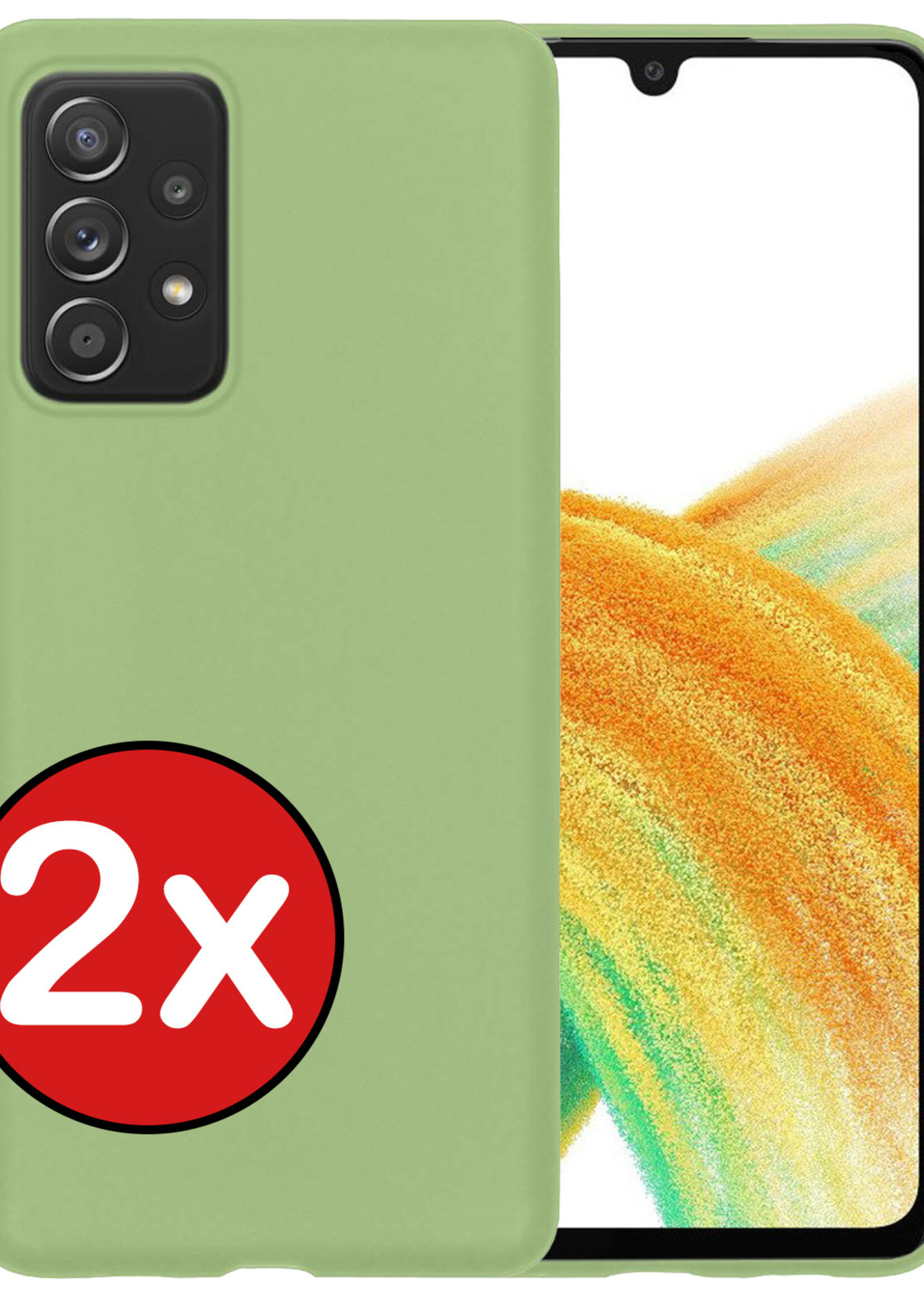 BTH Hoesje Geschikt voor Samsung A33 Hoesje Siliconen Case Hoes - Hoes Geschikt voor Samsung Galaxy A33 Hoes Cover Case - Groen - 2 PACK
