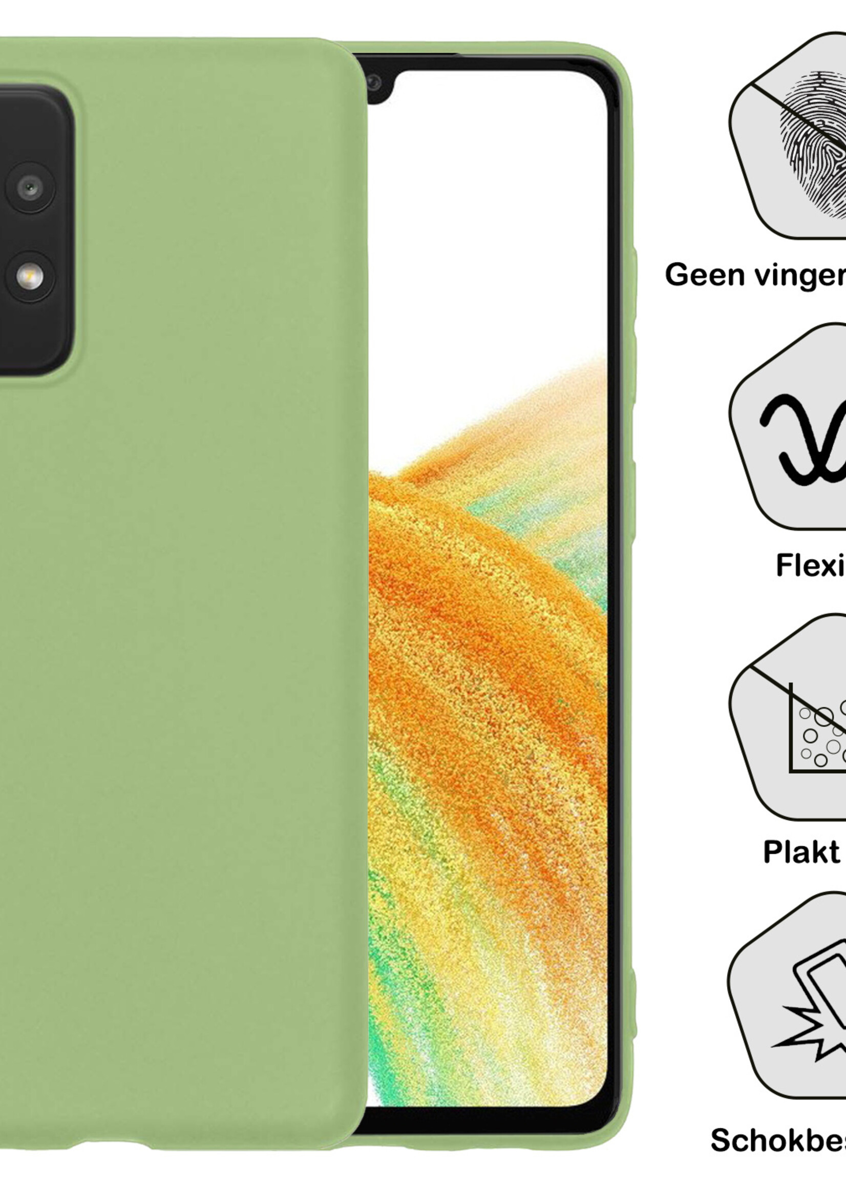 BTH Hoesje Geschikt voor Samsung A33 Hoesje Siliconen Case Hoes - Hoes Geschikt voor Samsung Galaxy A33 Hoes Cover Case - Groen - 2 PACK