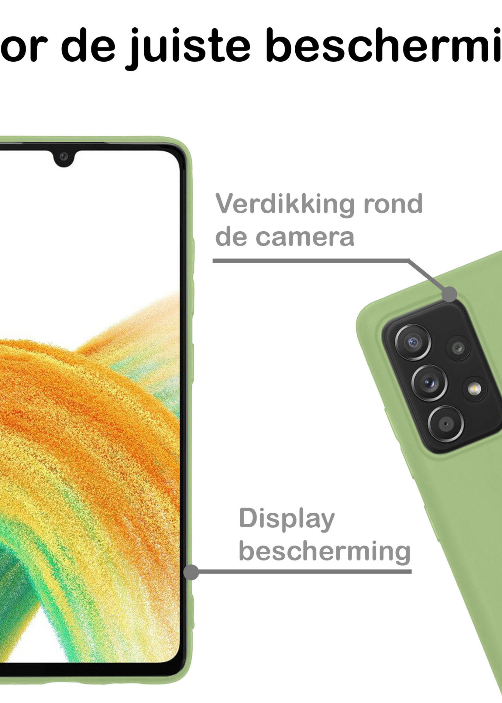 BTH Hoesje Geschikt voor Samsung A33 Hoesje Siliconen Case Hoes - Hoes Geschikt voor Samsung Galaxy A33 Hoes Cover Case - Groen - 2 PACK