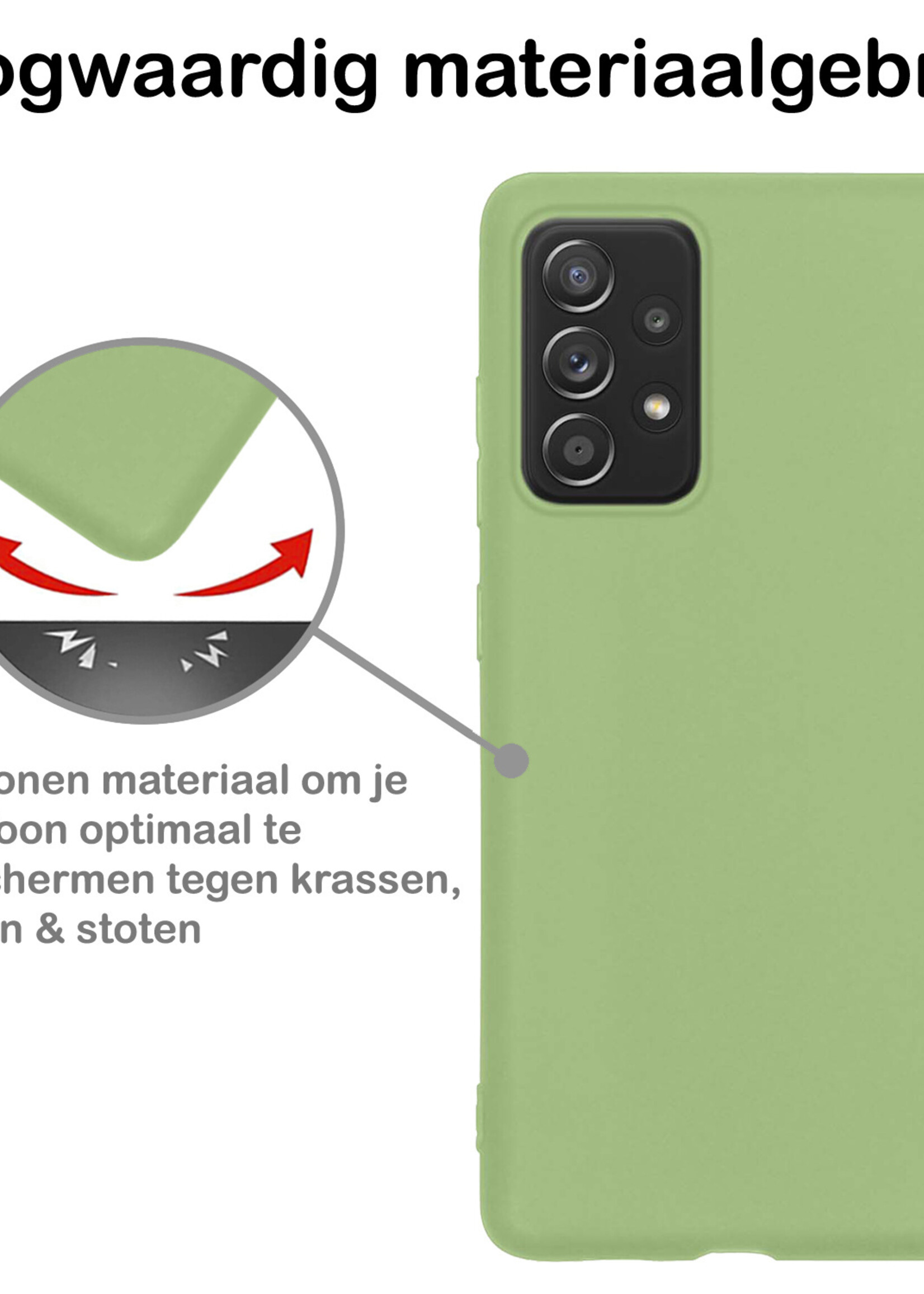 BTH Hoesje Geschikt voor Samsung A33 Hoesje Siliconen Case Hoes - Hoes Geschikt voor Samsung Galaxy A33 Hoes Cover Case - Groen - 2 PACK