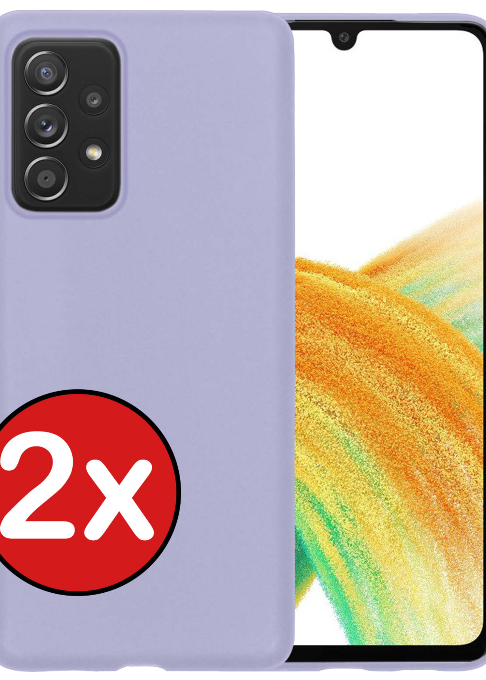 BTH Hoesje Geschikt voor Samsung A33 Hoesje Siliconen Case Hoes - Hoes Geschikt voor Samsung Galaxy A33 Hoes Cover Case - Lila - 2 PACK