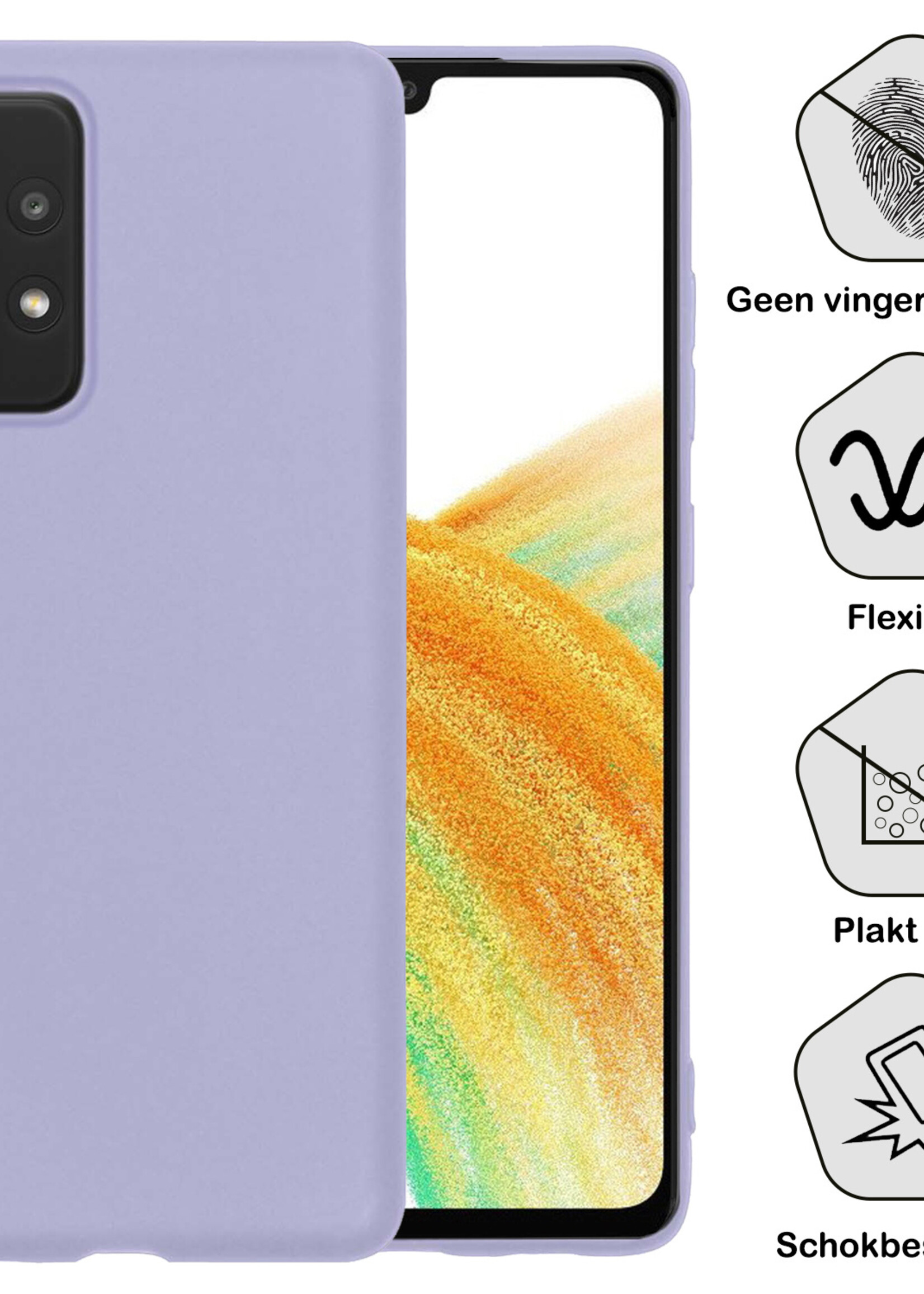 BTH Hoesje Geschikt voor Samsung A33 Hoesje Siliconen Case Hoes - Hoes Geschikt voor Samsung Galaxy A33 Hoes Cover Case - Lila - 2 PACK