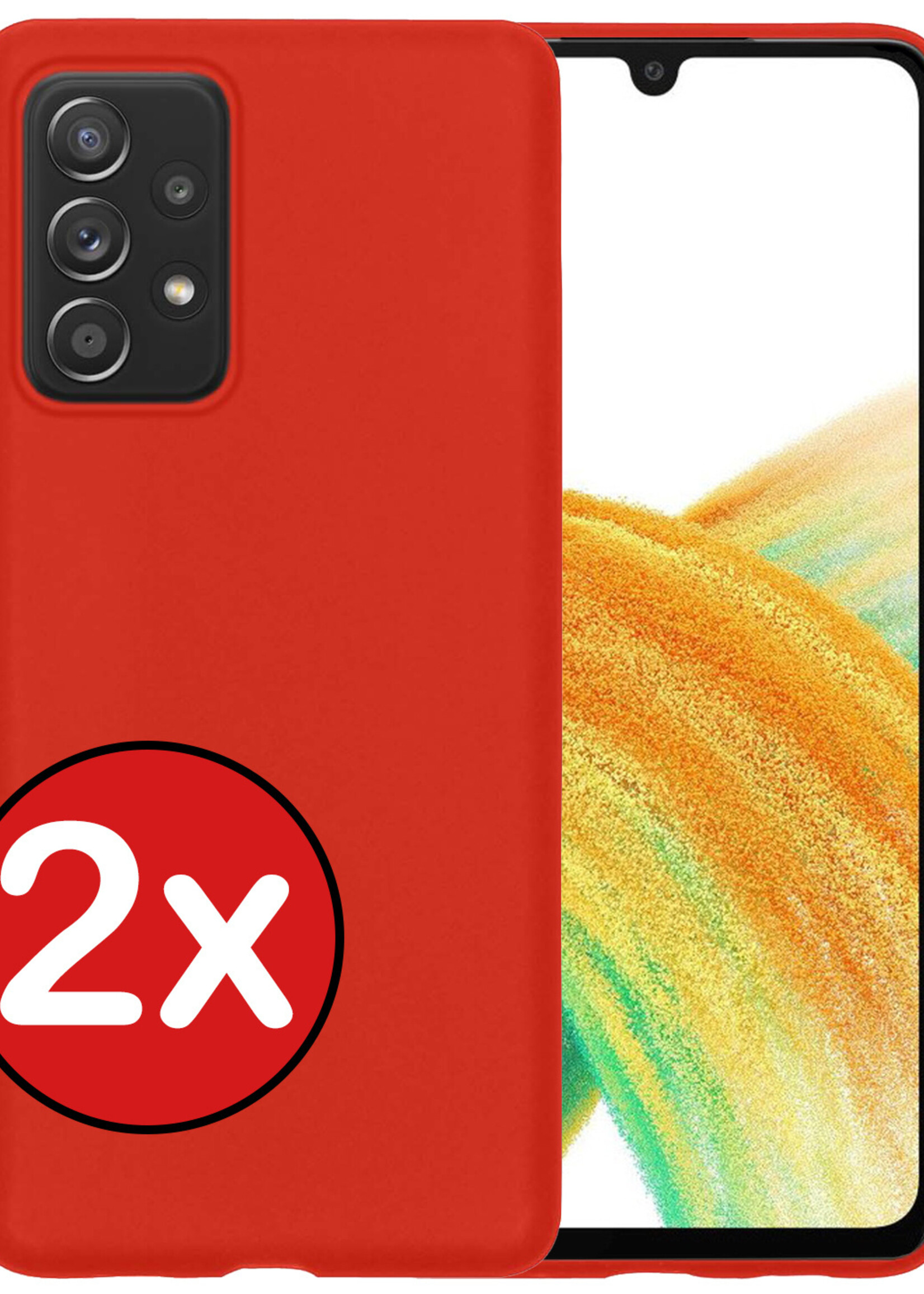 BTH Hoesje Geschikt voor Samsung A33 Hoesje Siliconen Case Hoes - Hoes Geschikt voor Samsung Galaxy A33 Hoes Cover Case - Rood - 2 PACK