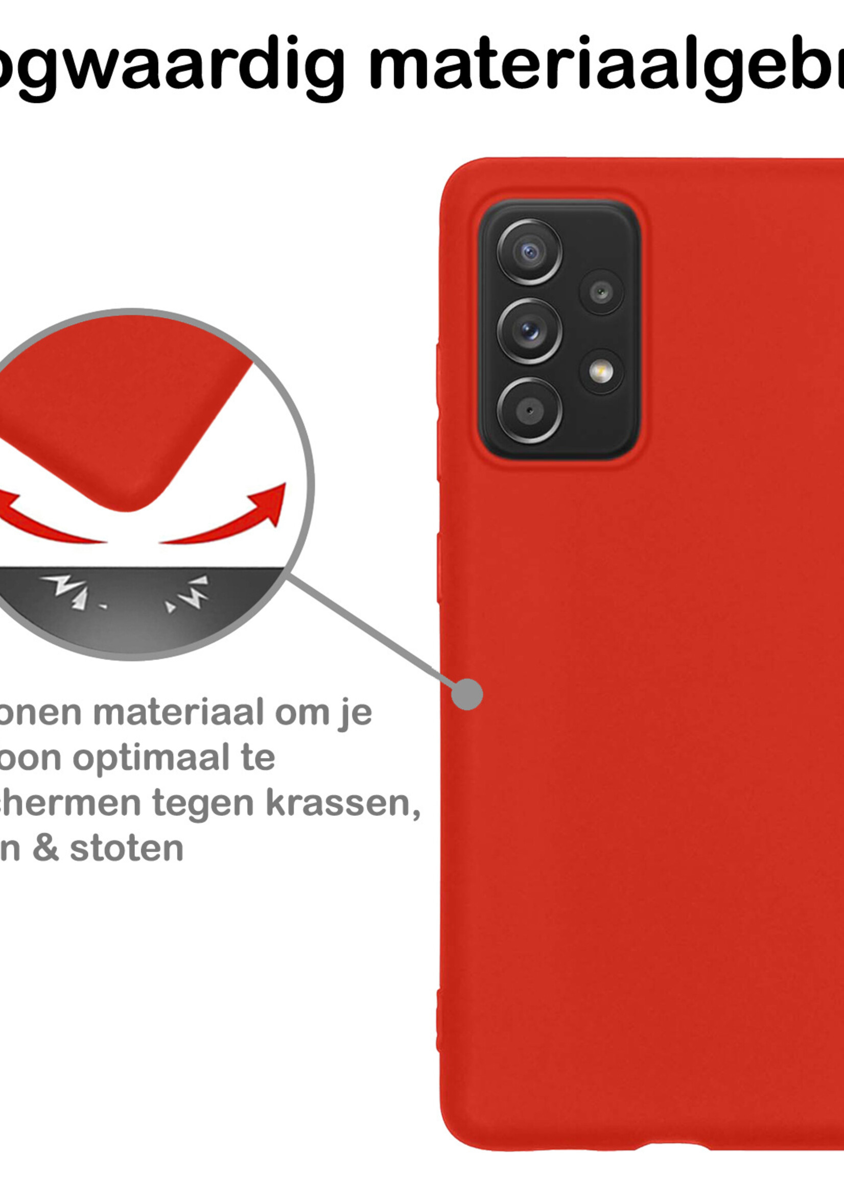 BTH Hoesje Geschikt voor Samsung A33 Hoesje Siliconen Case Hoes - Hoes Geschikt voor Samsung Galaxy A33 Hoes Cover Case - Rood - 2 PACK