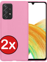 BTH BTH Samsung Galaxy A33 Hoesje Siliconen - Lichtroze - 2 PACK