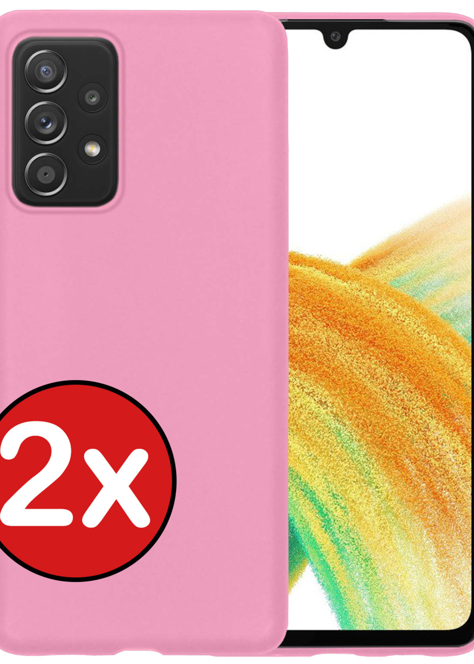 BTH Hoesje Geschikt voor Samsung A33 Hoesje Siliconen Case Hoes - Hoes Geschikt voor Samsung Galaxy A33 Hoes Cover Case - Lichtroze - 2 PACK