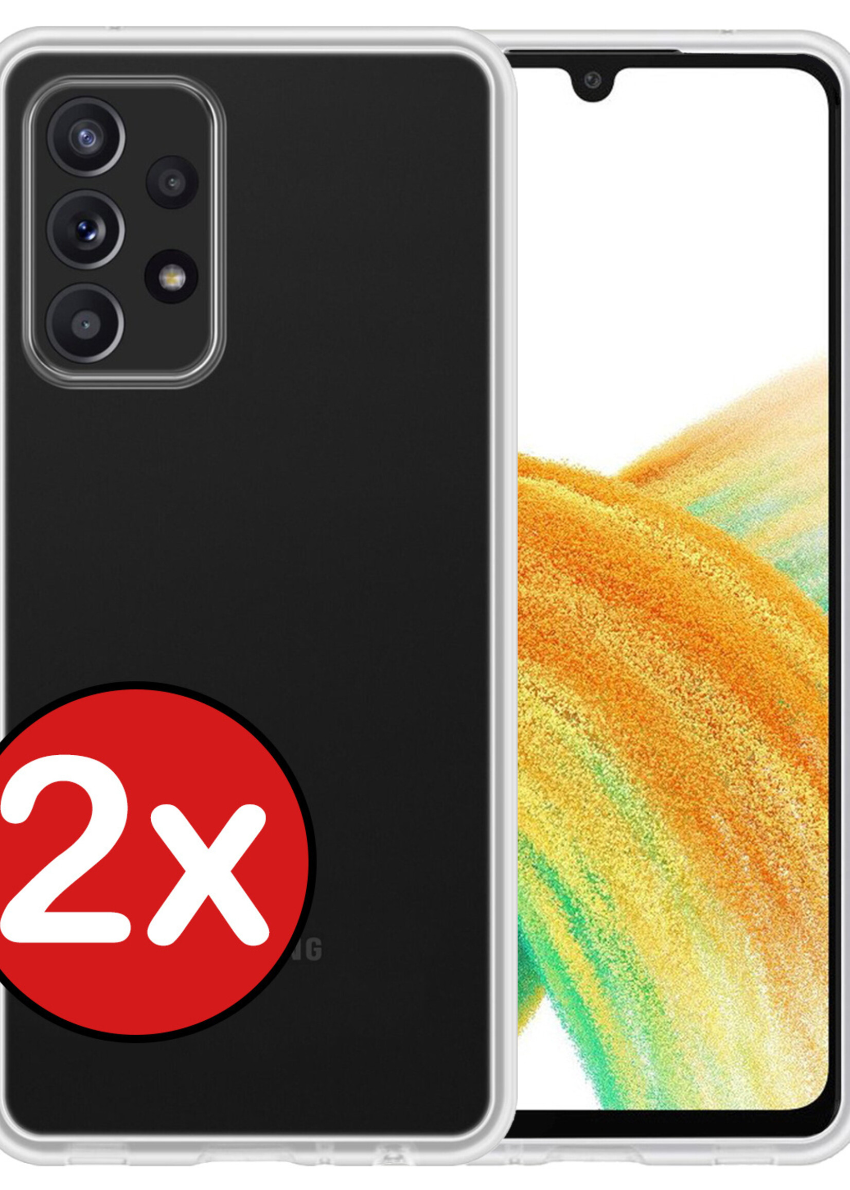 BTH Hoesje Geschikt voor Samsung A33 Hoesje Siliconen Case Hoes - Hoes Geschikt voor Samsung Galaxy A33 Hoes Cover Case - Transparant - 2 PACK